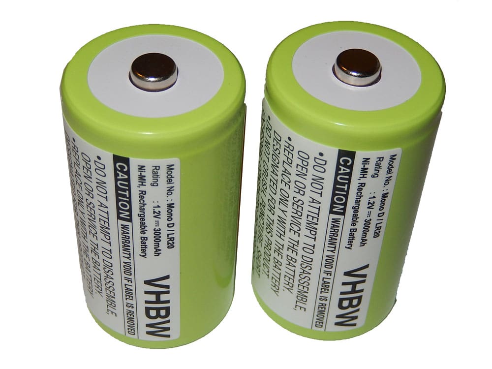 Batteries (2x pièces) remplace HR20, D, LR20, KR20, R20, Mono pour radio - 3000mAh 1,2V NiMH