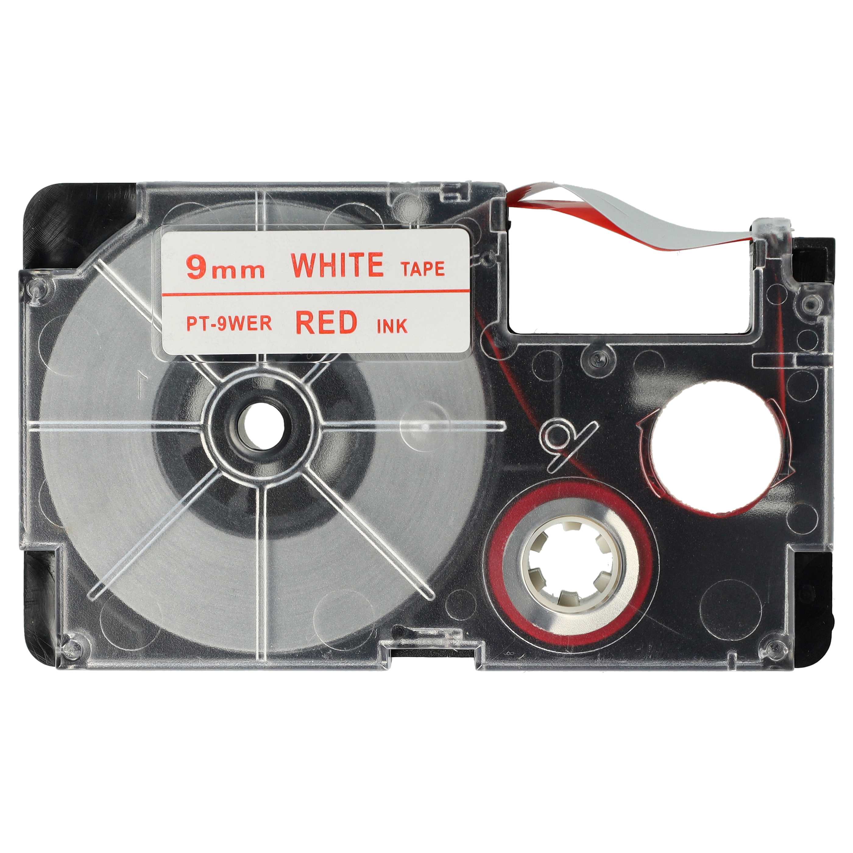 Label Tape replaces Casio XR-9WER1, XR-9WER - 9 mm Red to White