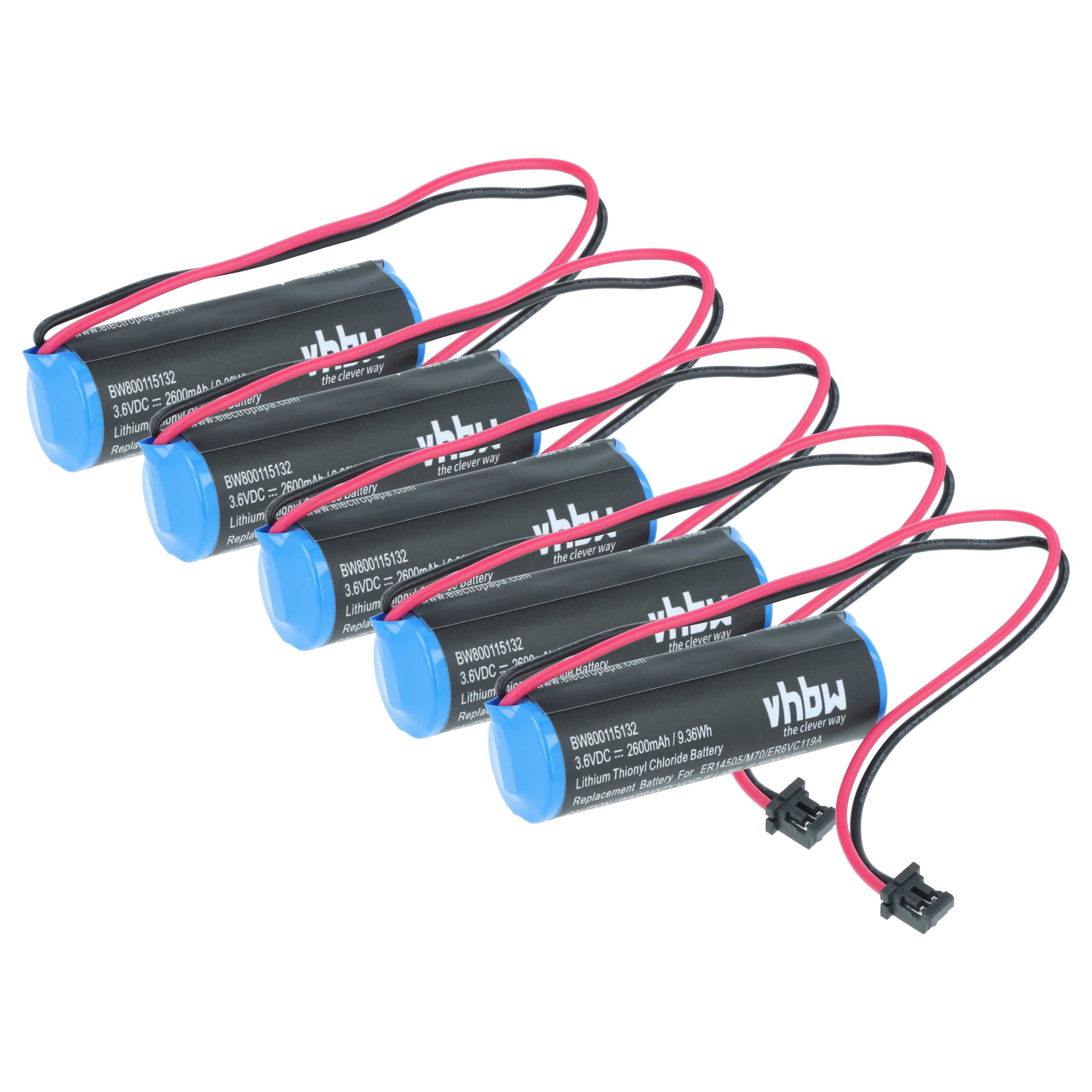 5x Bateria do maszyny CNC Mitsubishi - 2600 mAh 3,6 V Li-Ion