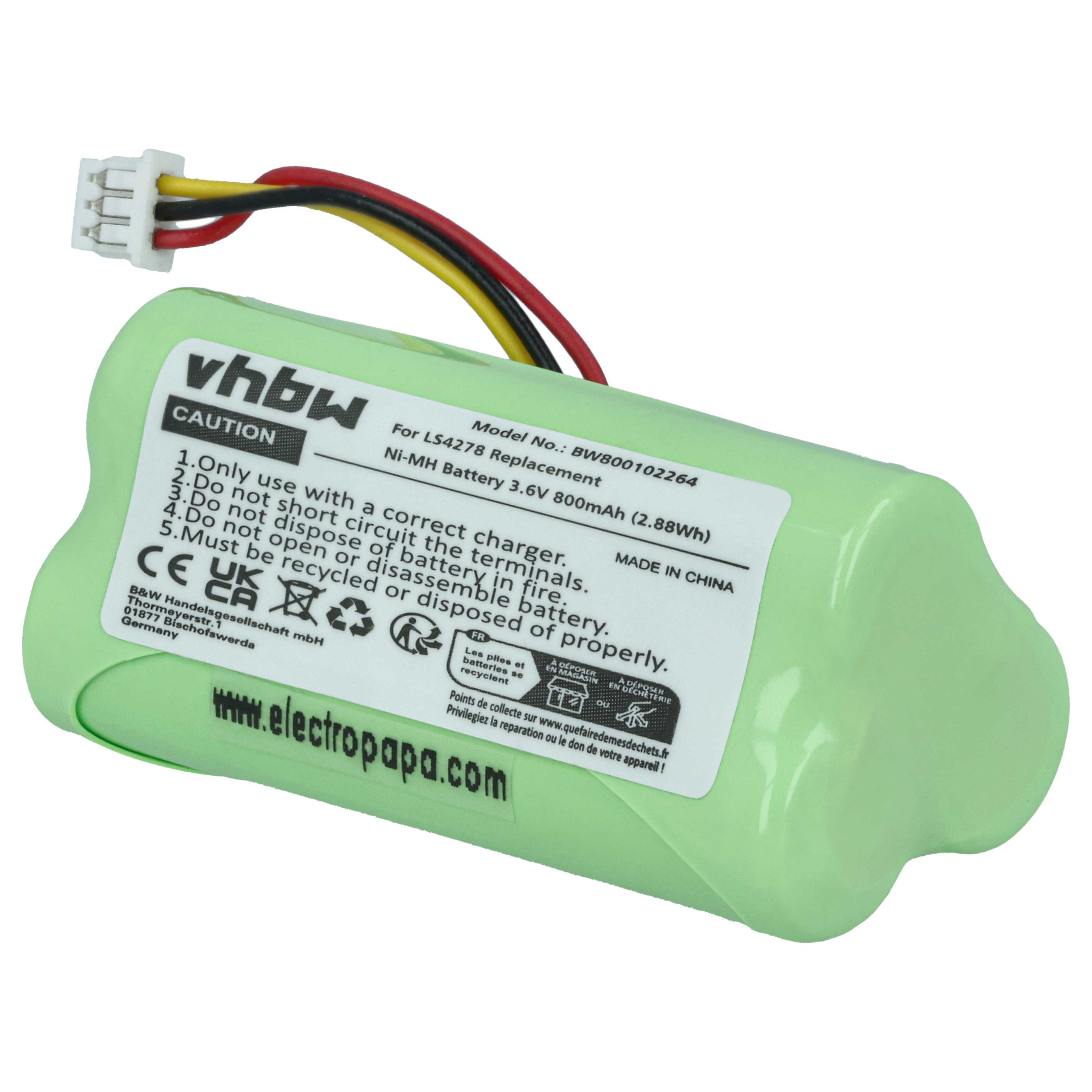 5x Batería reemplaza 82-67705-01, BTRY-LS42RAAOE-01 para escáner código de barras (800 mAh, 3,6 V, NiMH)