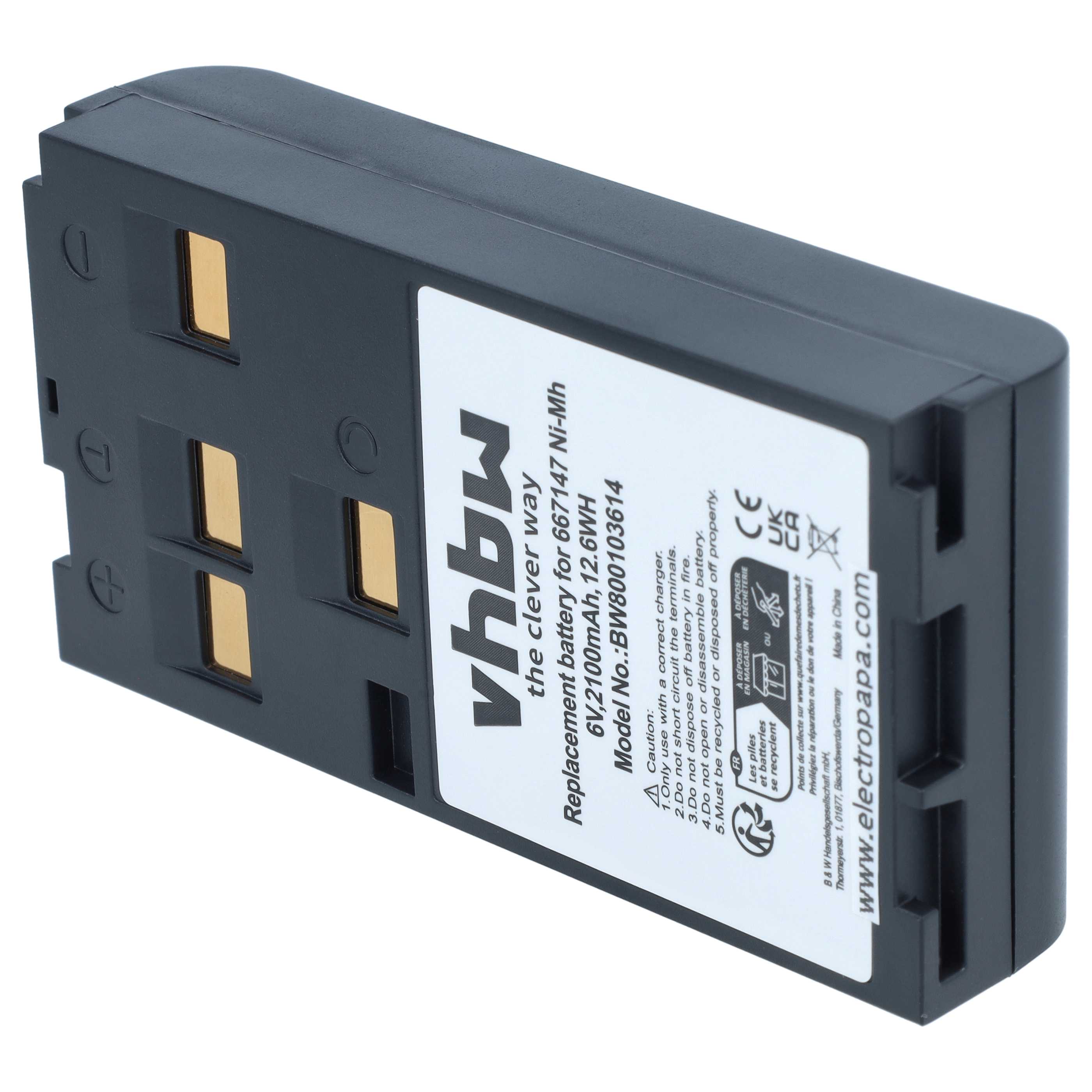 Laser Battery replaces Leica 667318, GEB121, 667147, GEB111 - 2100 mAh 6 V NiMH