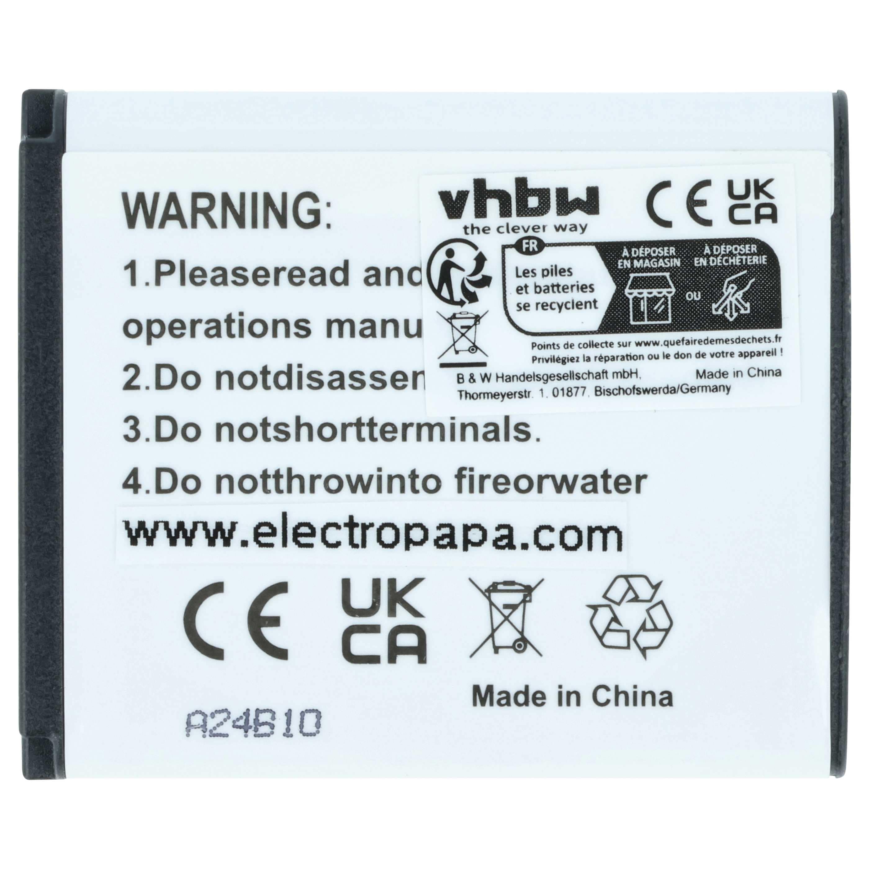 2x Battery replaces Casio NP-160, NP-110DBA, NP-110, NP-110L - 750mAh, 3.6V, Li-Ion
