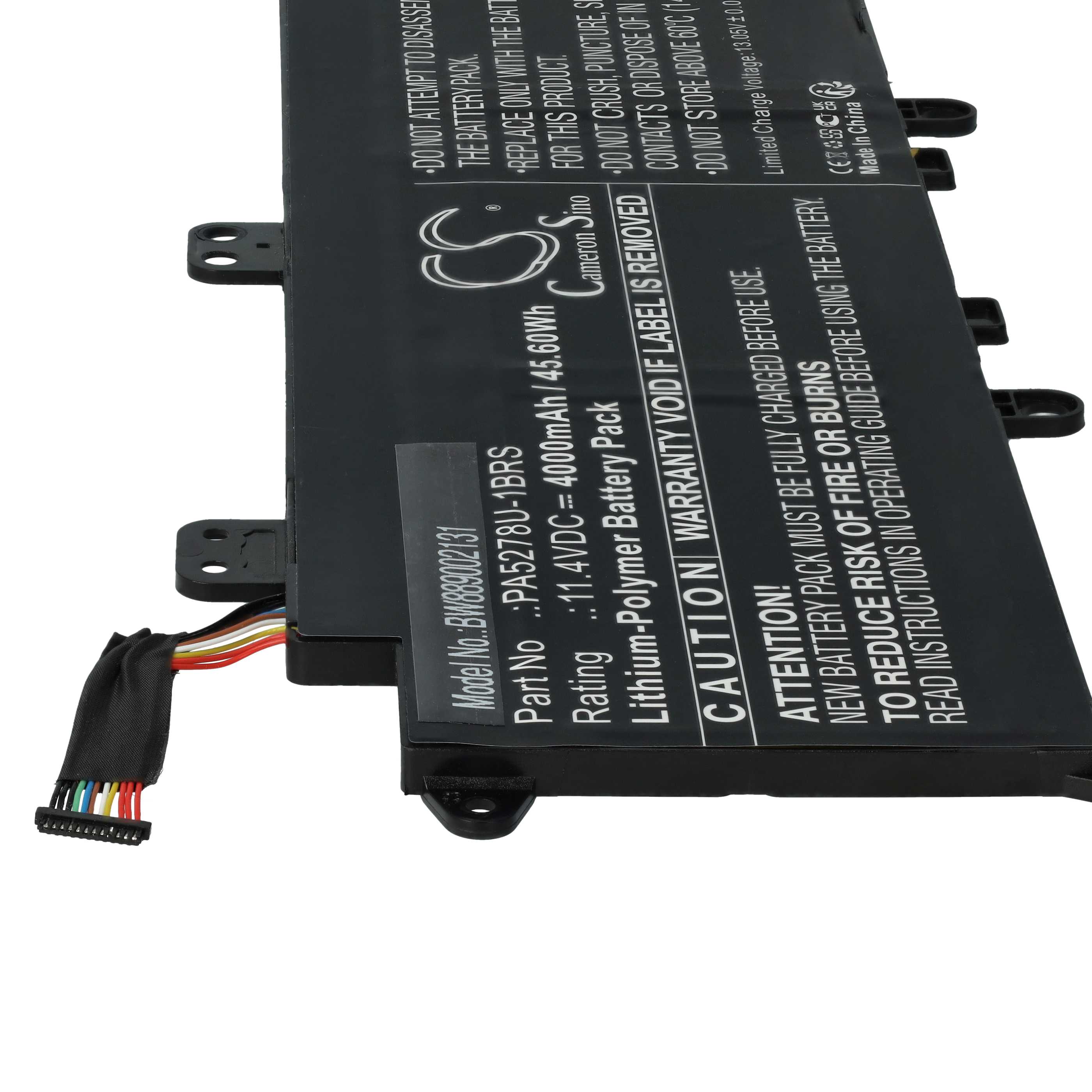 Batterie remplace Toshiba PA5278U-1BRS pour ordinateur portable - 4000mAh 11,4V Li-polymère, noir
