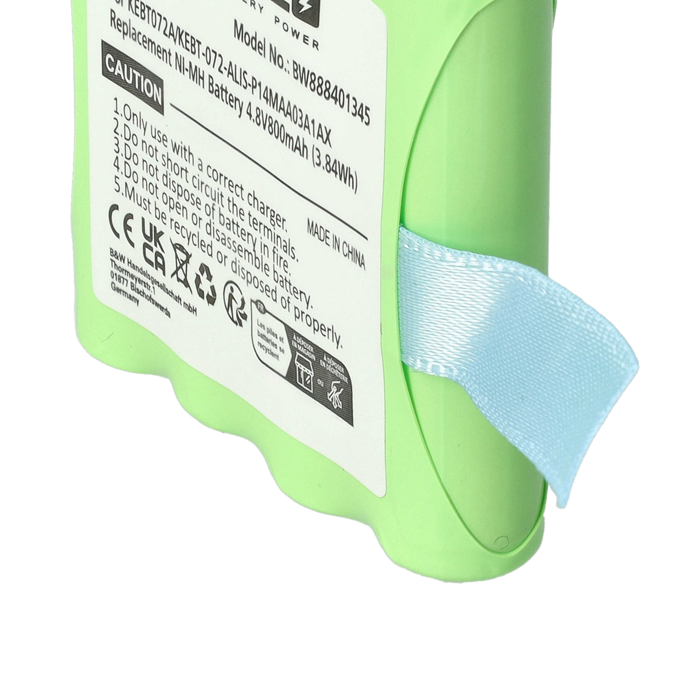 Radio 3x Battery replaces Midland KEBT072A, BATT4R, BATT-4R, KEBT-072-A - 800 mAh 4.8 V NiMH
