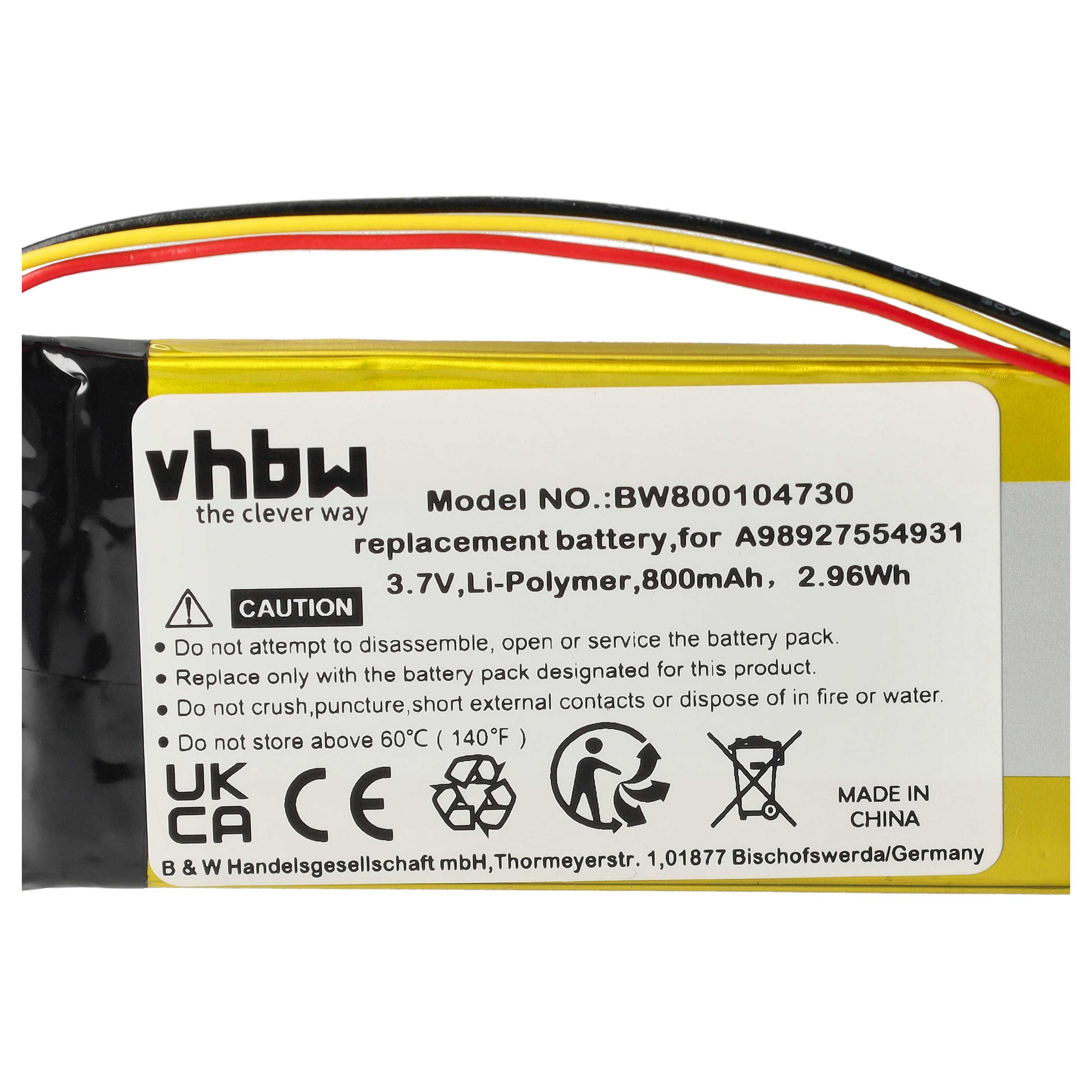 E-Book Battery Replacement for Sony A98927554931, A98941654402 - 800 mAh 3.7 V Li-polymer