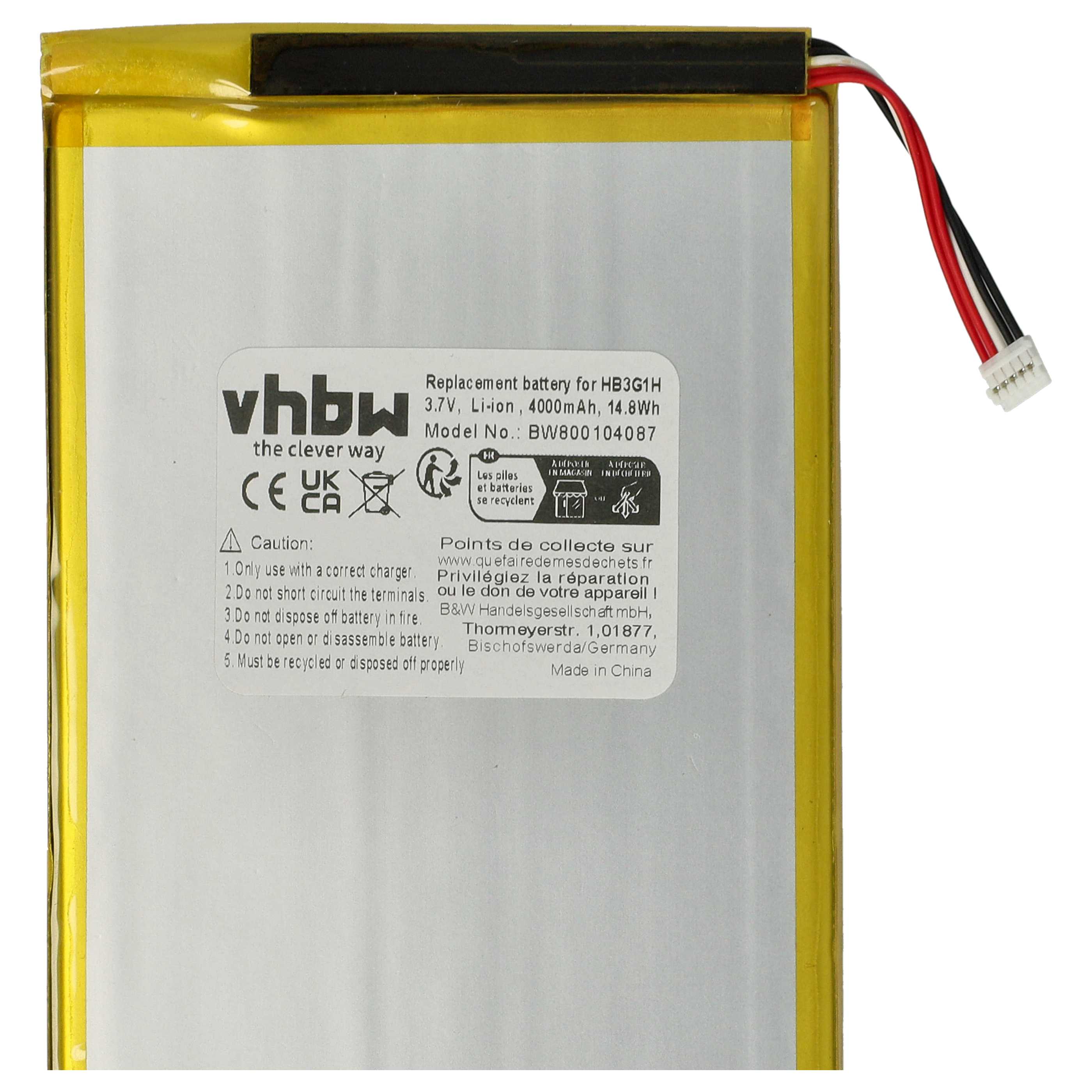 Tablet Battery replaces HB3G1H - 4000 mAh 3.7 V Li-polymer