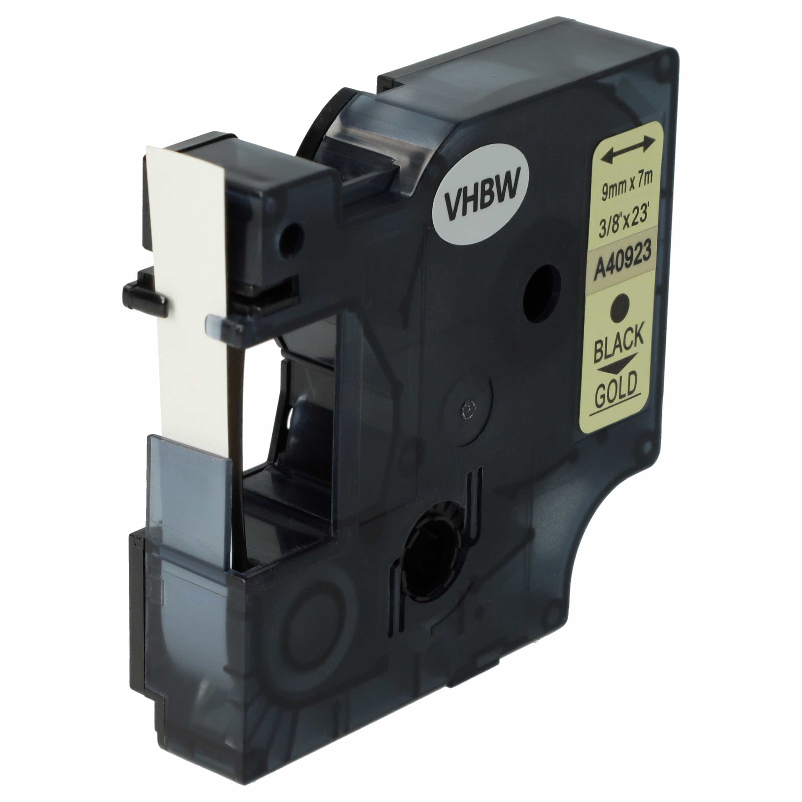 Label Tape replaces Dymo D1, 40923 - 9 mm Black to Gold