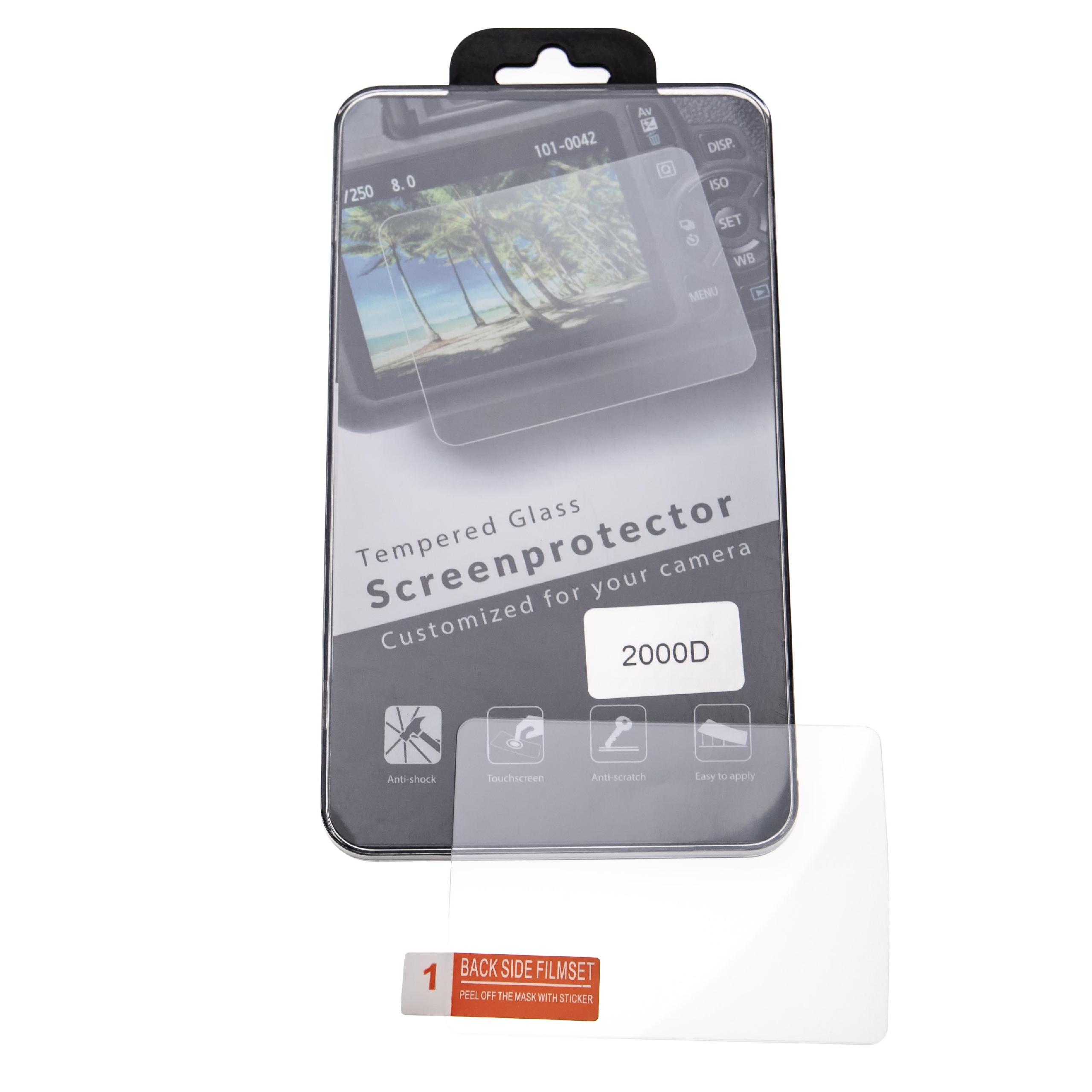 LCD-Displayschutzglas passend für Canon EOS 2000D, Kiss X90, Rebel T7 Kamera - Selbstklebend 