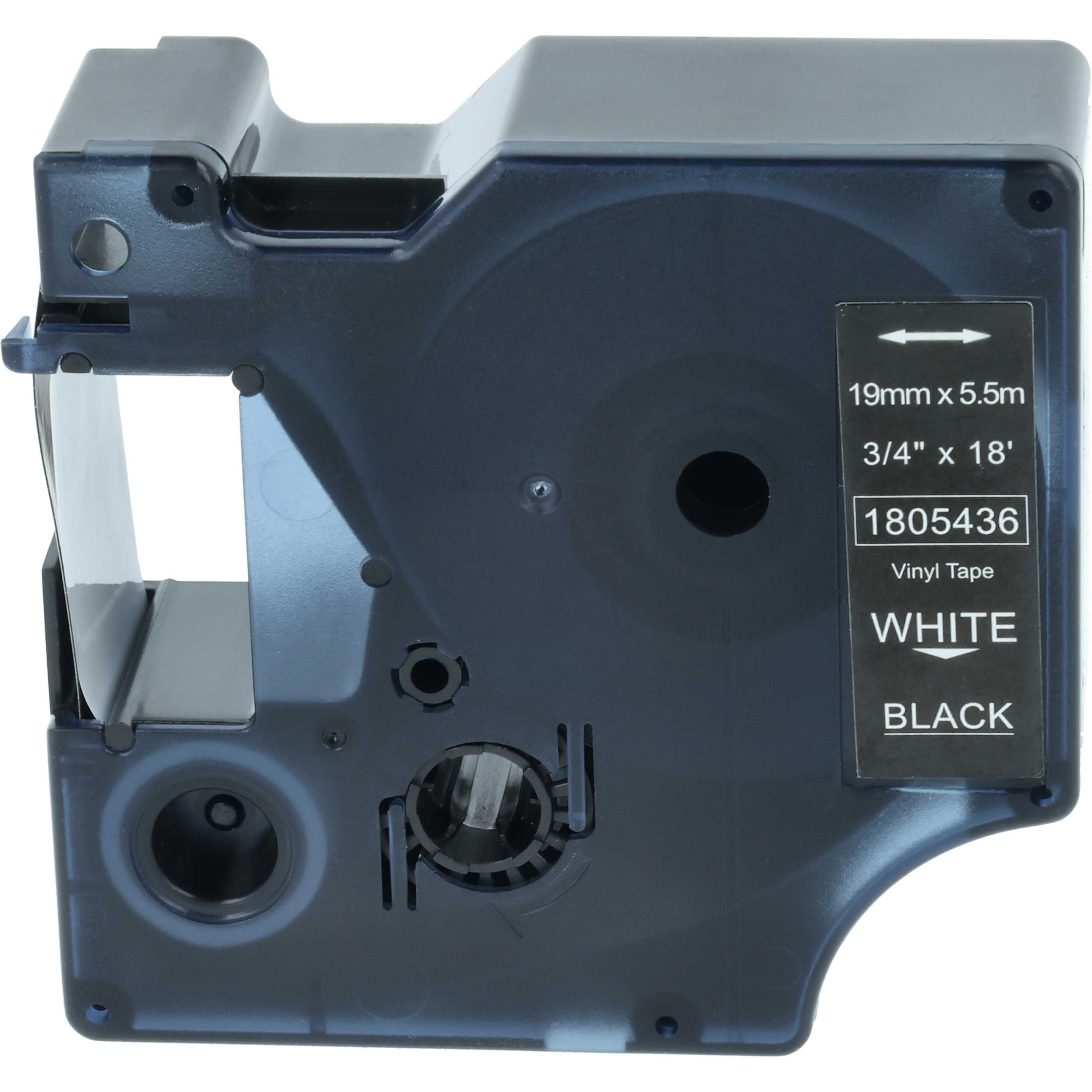 Label Tape replaces Dymo 1805436 - 19 mm White to Black, Vinyl