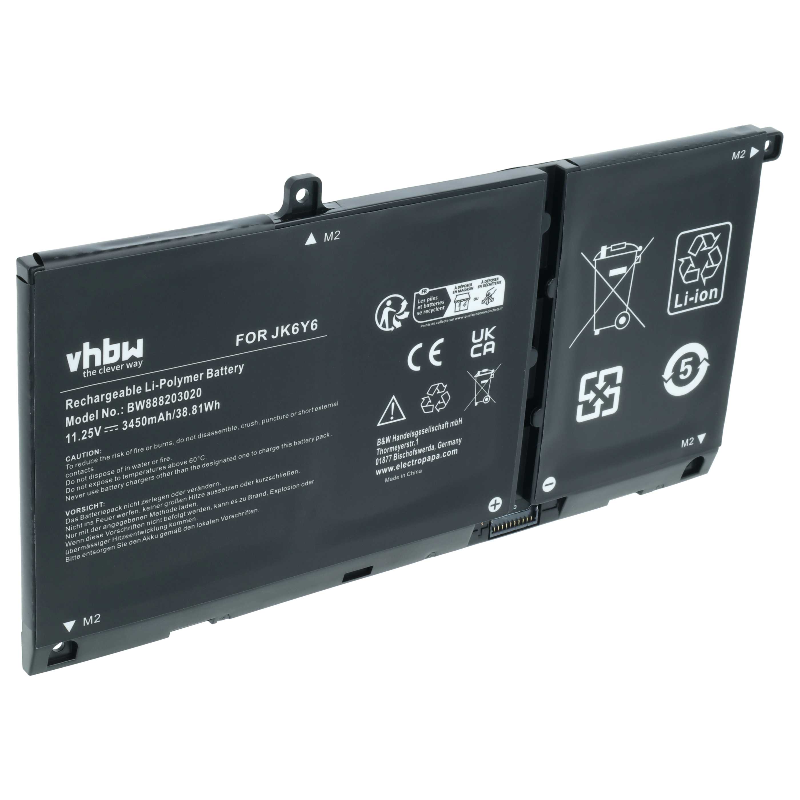 Akumulator do laptopa zamiennik Dell CF5RH, JK6Y6, C5KG6 - 3450 mAh 11,25 V LiPo