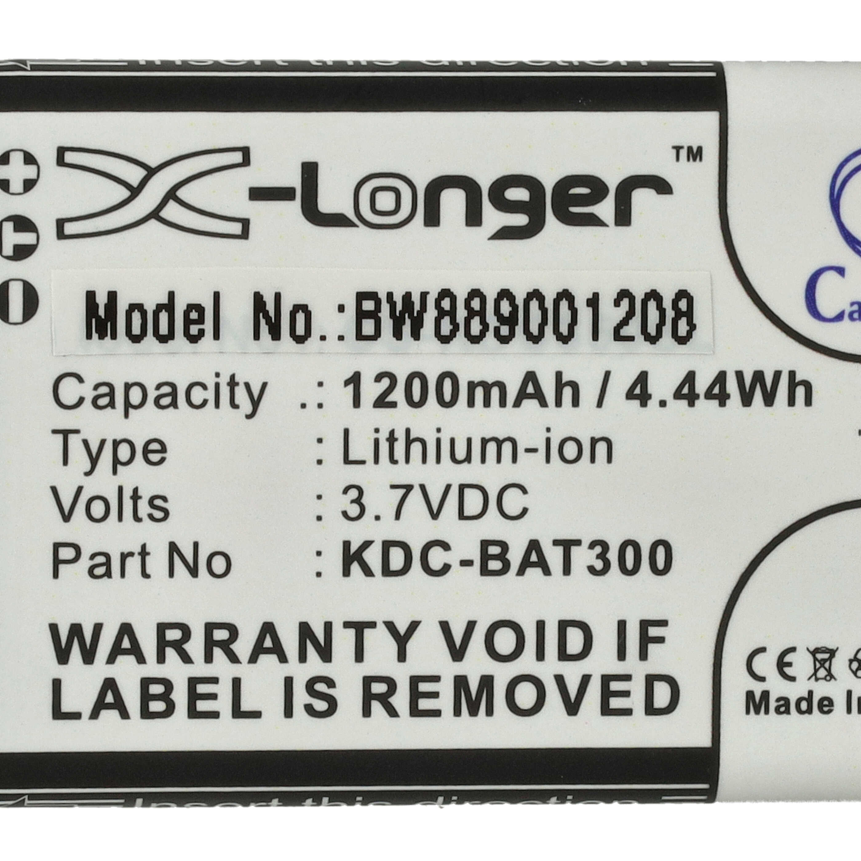 Batería reemplaza KOAMTAC KDC-BAT300 para escáner de código de barras KOAMTAC - 1200 mAh 3,7 V Li-Ion