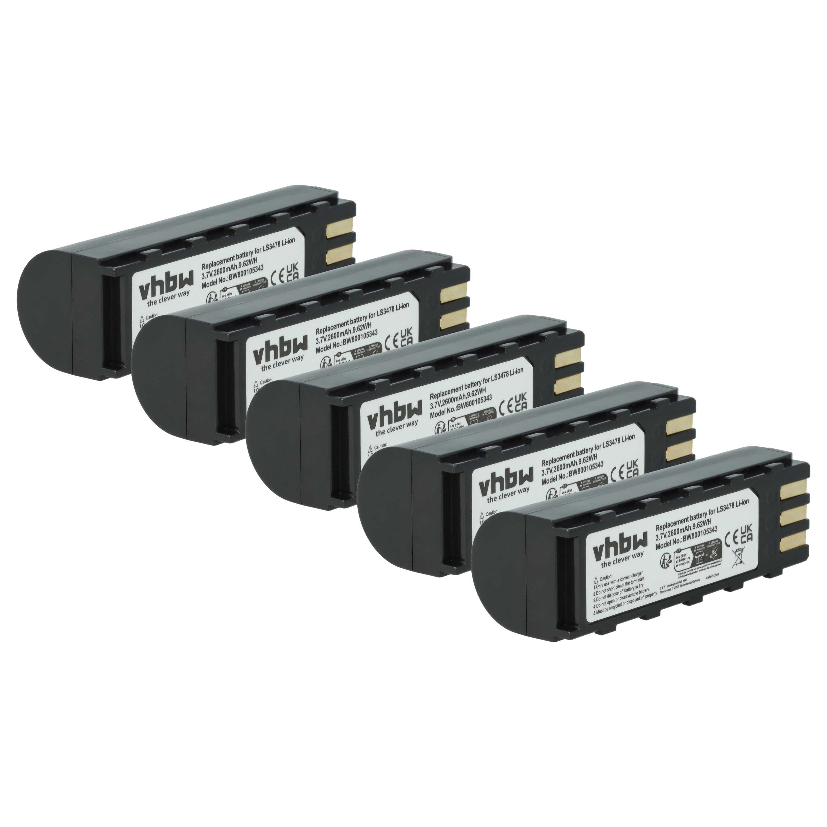 5x Battery replaces Leuze 50120448 for Symbol Barcode Scanner POS - 2600 mAh 3.7 V