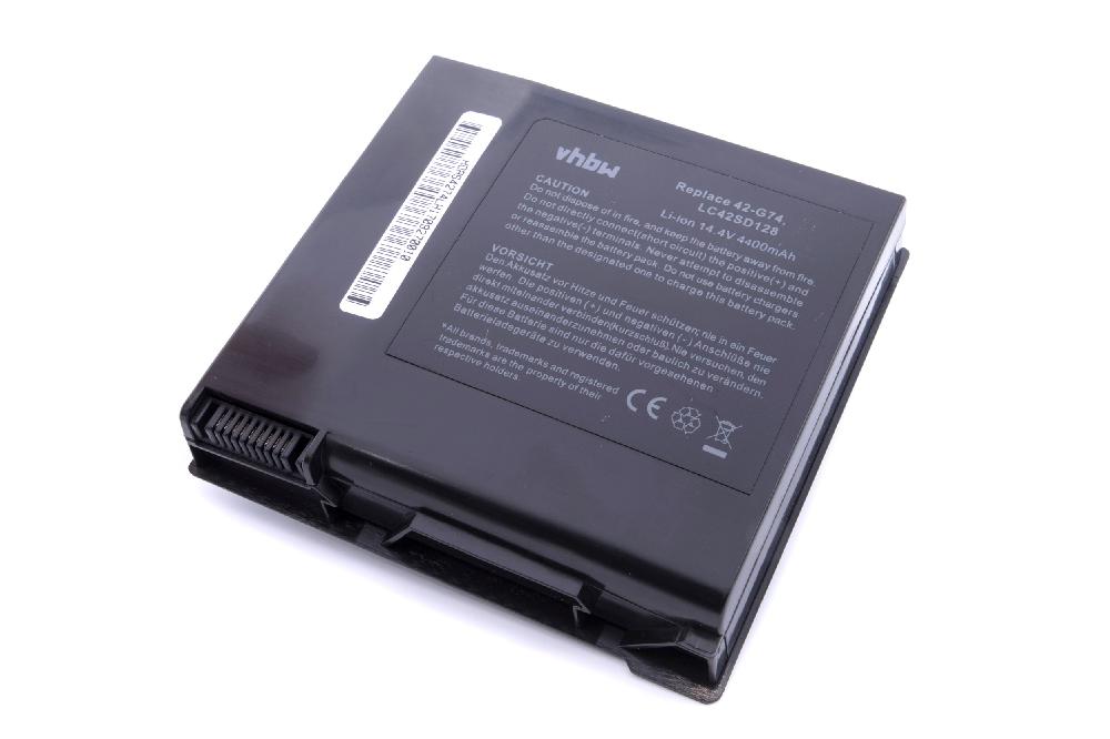 Notebook Battery Replacement for Asus LC42SD128, A42-G74, ICR18650-26F - 4400mAh 14.4V Li-Ion, black