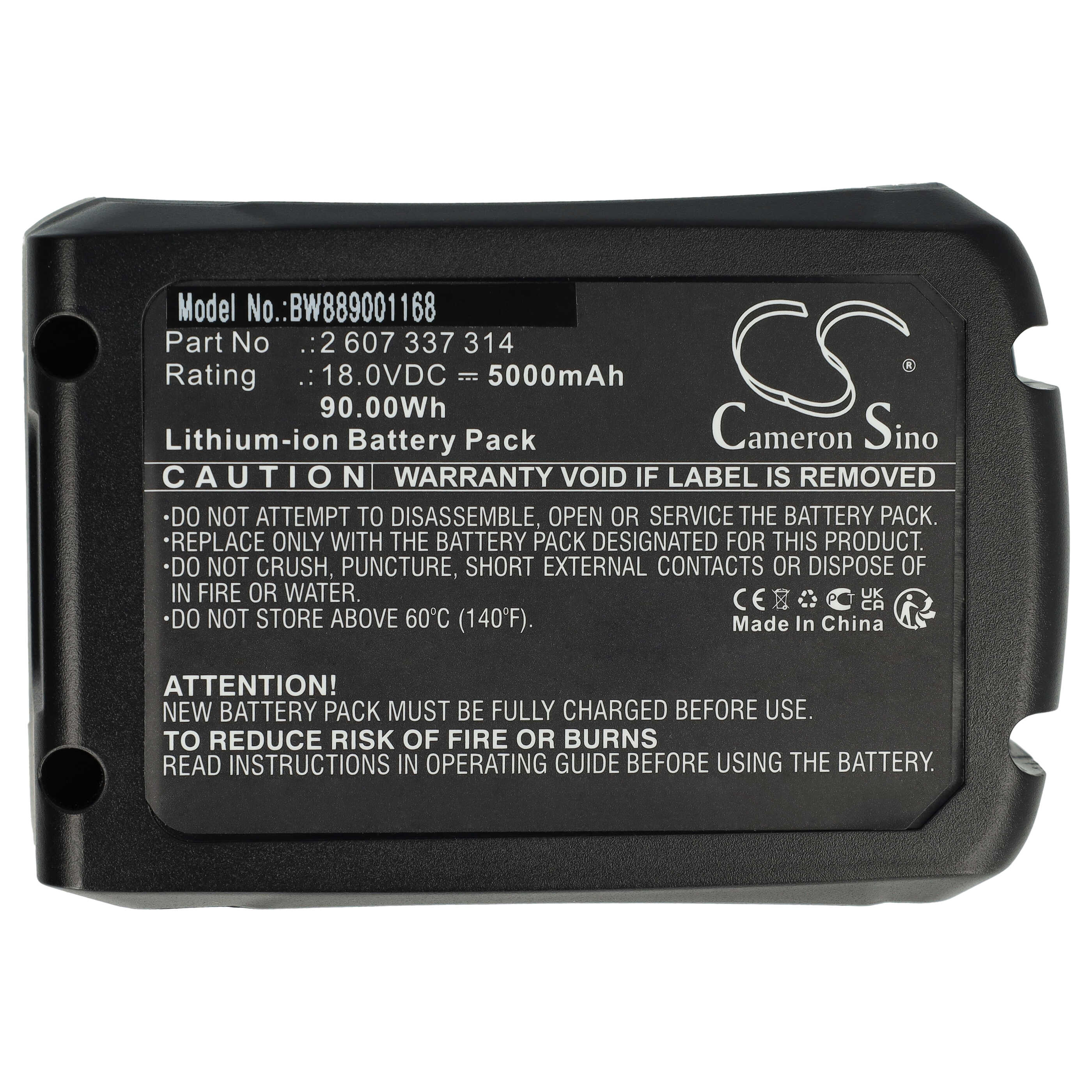 Batería reemplaza Bosch 17002207, 1600A005B0 para herramientas de jardín Bosch - 5000 mAh 18 V Li-Ion
