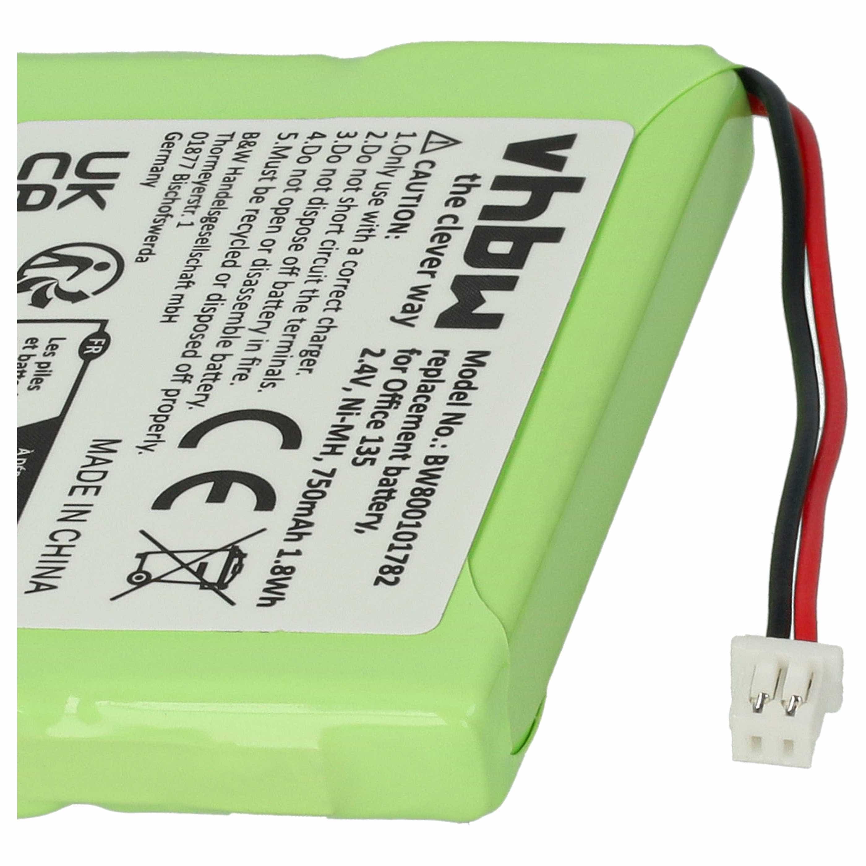 Batterie remplace 20328196BD, 2010 pour téléphone Ascom - 750mAh 2,4V NiMH