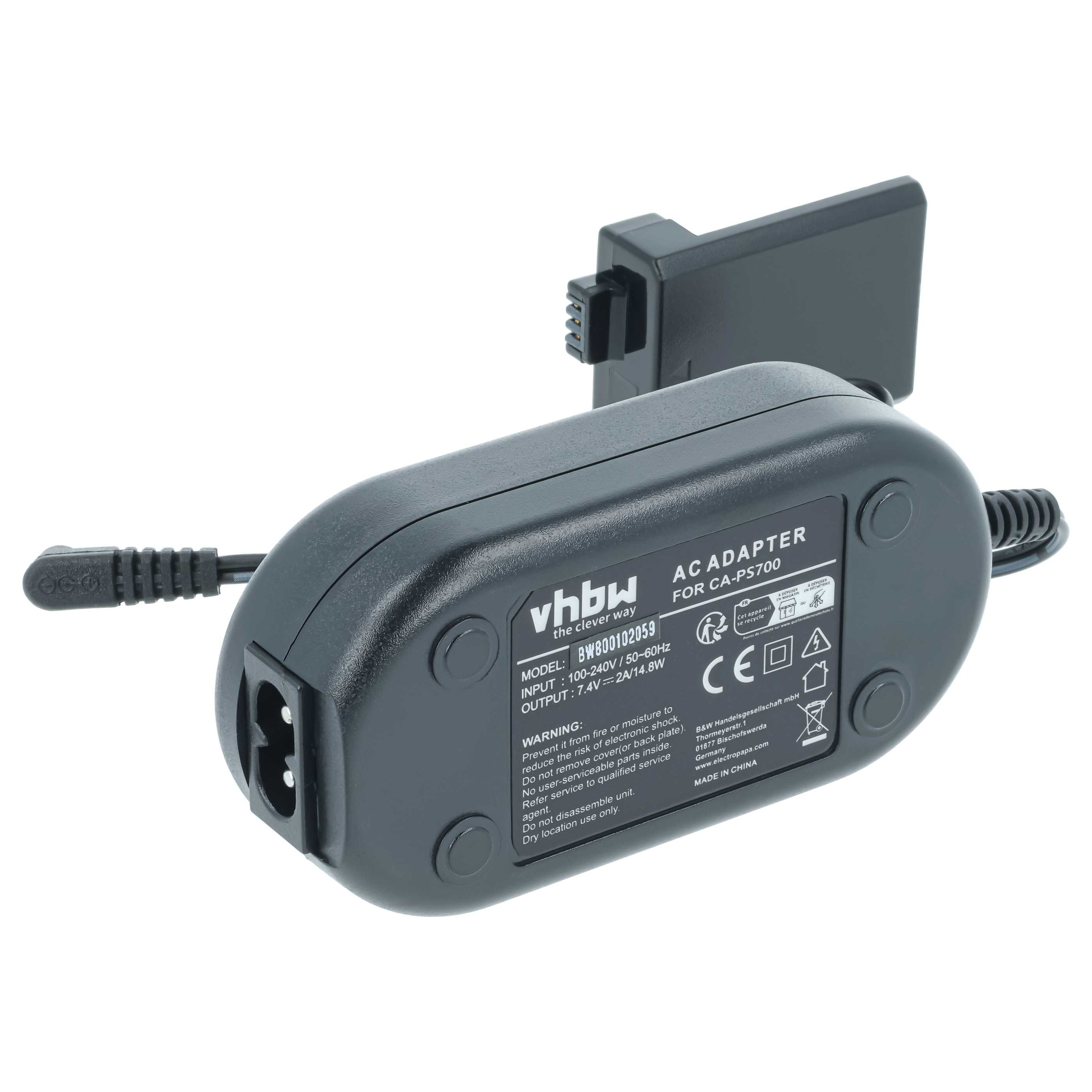 Bloc secteur remplace Canon CA-PS700, DR-E5, ACK-E5 pour caméra Canon + coupleur DC, 2m