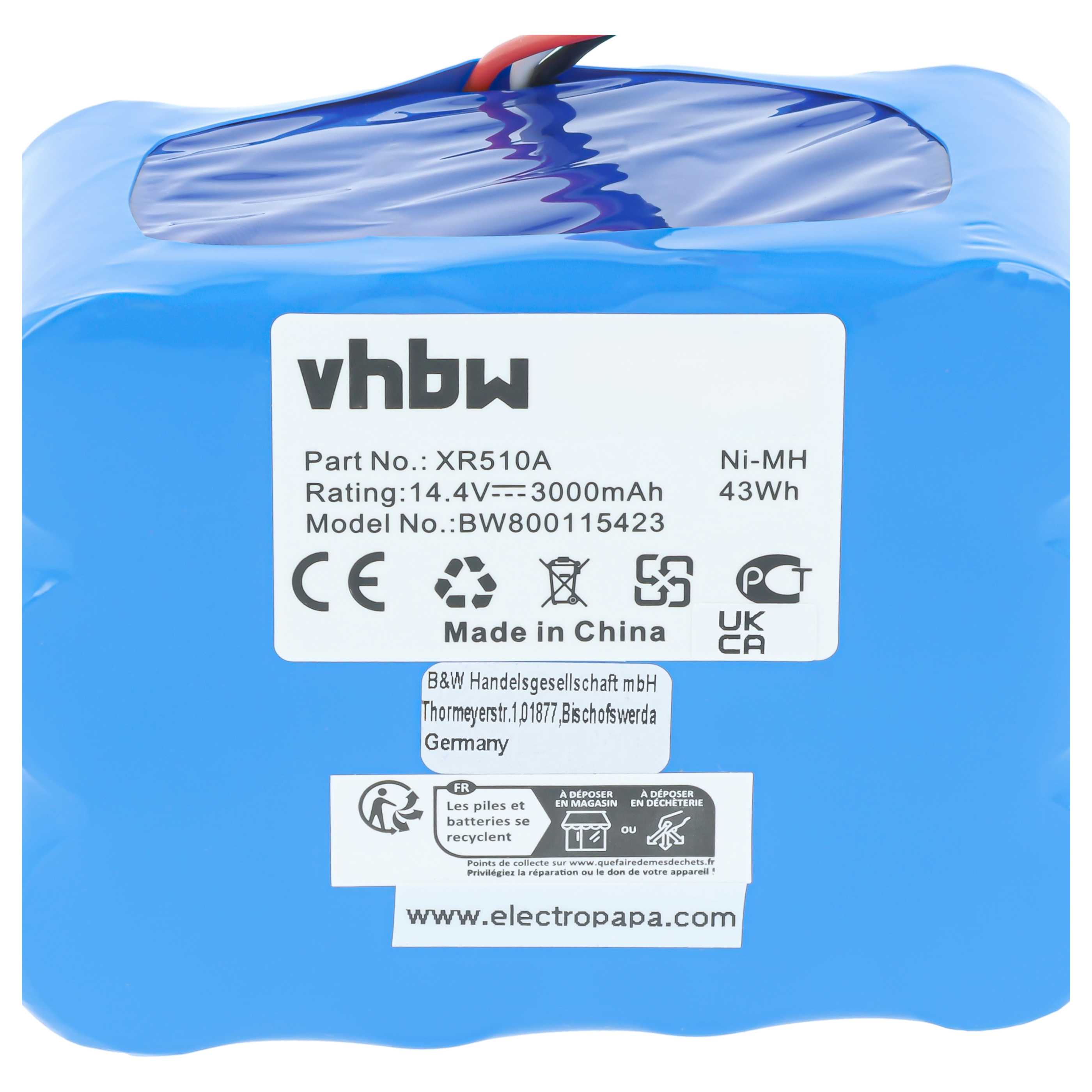 Batterie remplace Klarstein NS3000D03X3, YX-NI-MH-022144-TN pour robot aspirateur Cleanna - 3000mAh 14,4V NiMH