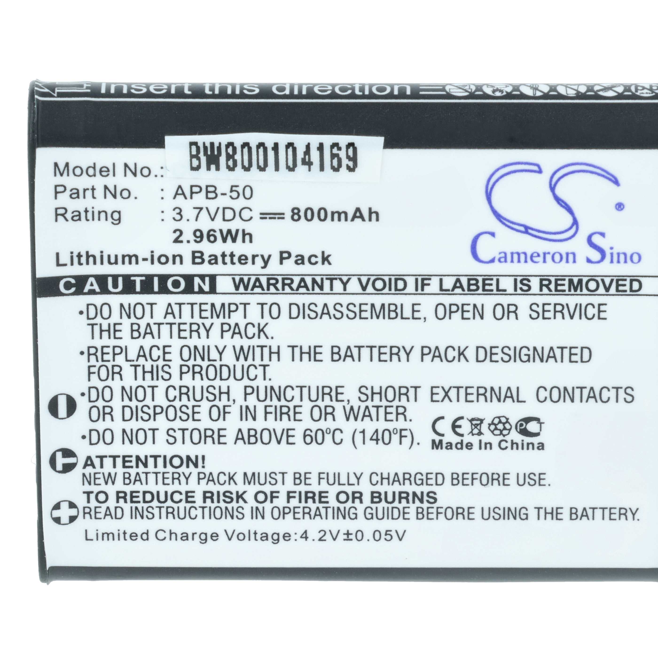 Battery replaces Agfa APB-50(ICP7/35/41), APB-50 - 800mAh, 3.7V, Li-Ion