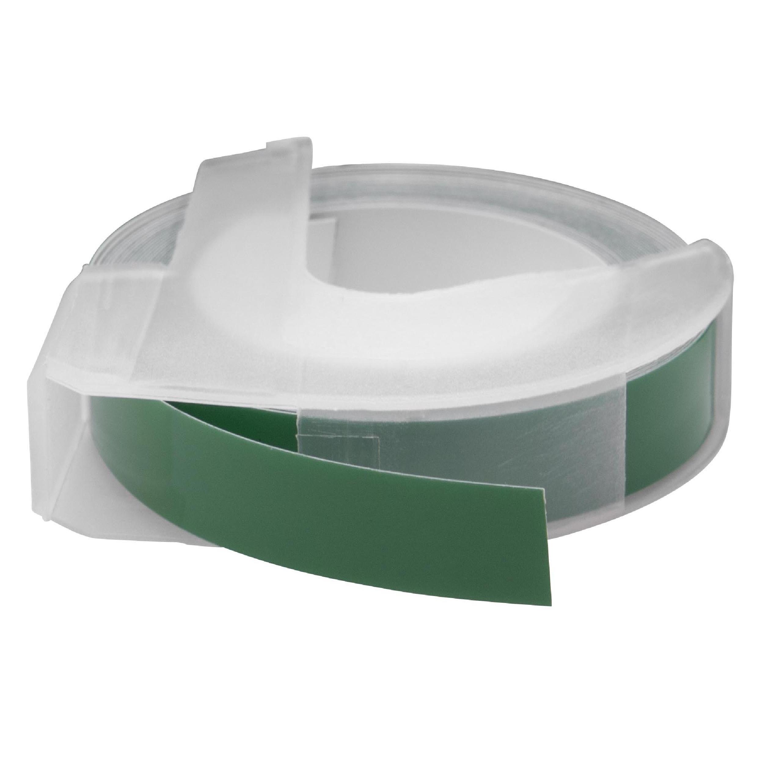 3D Embossing Label Tape as Replacement for Dymo 520105, S0898160 - 9 mm White to Green