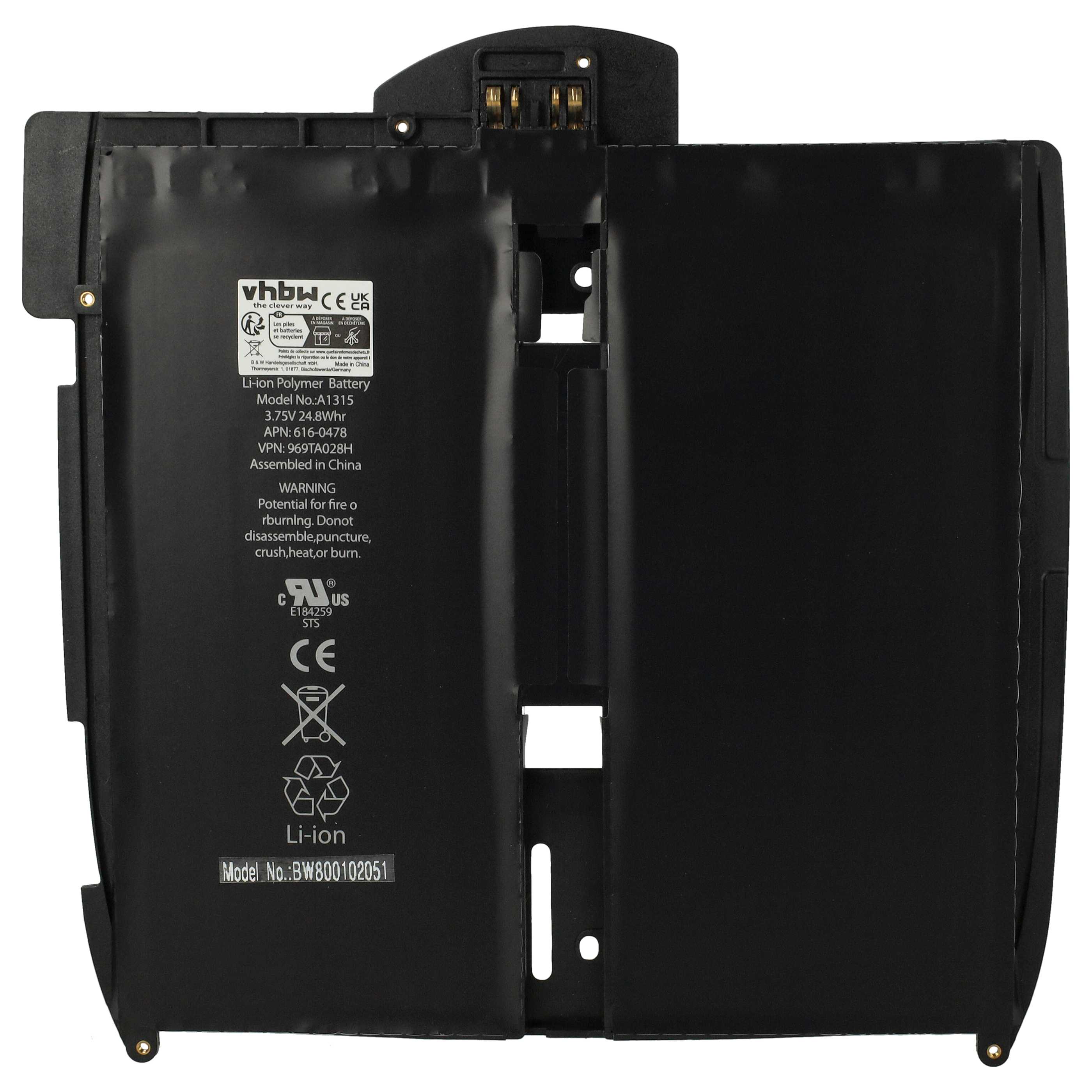 Notebook-Akku als Ersatz für Apple 969TA028H, 616-0448, 616-0478 - 5400mAh 3,75V Li-Polymer