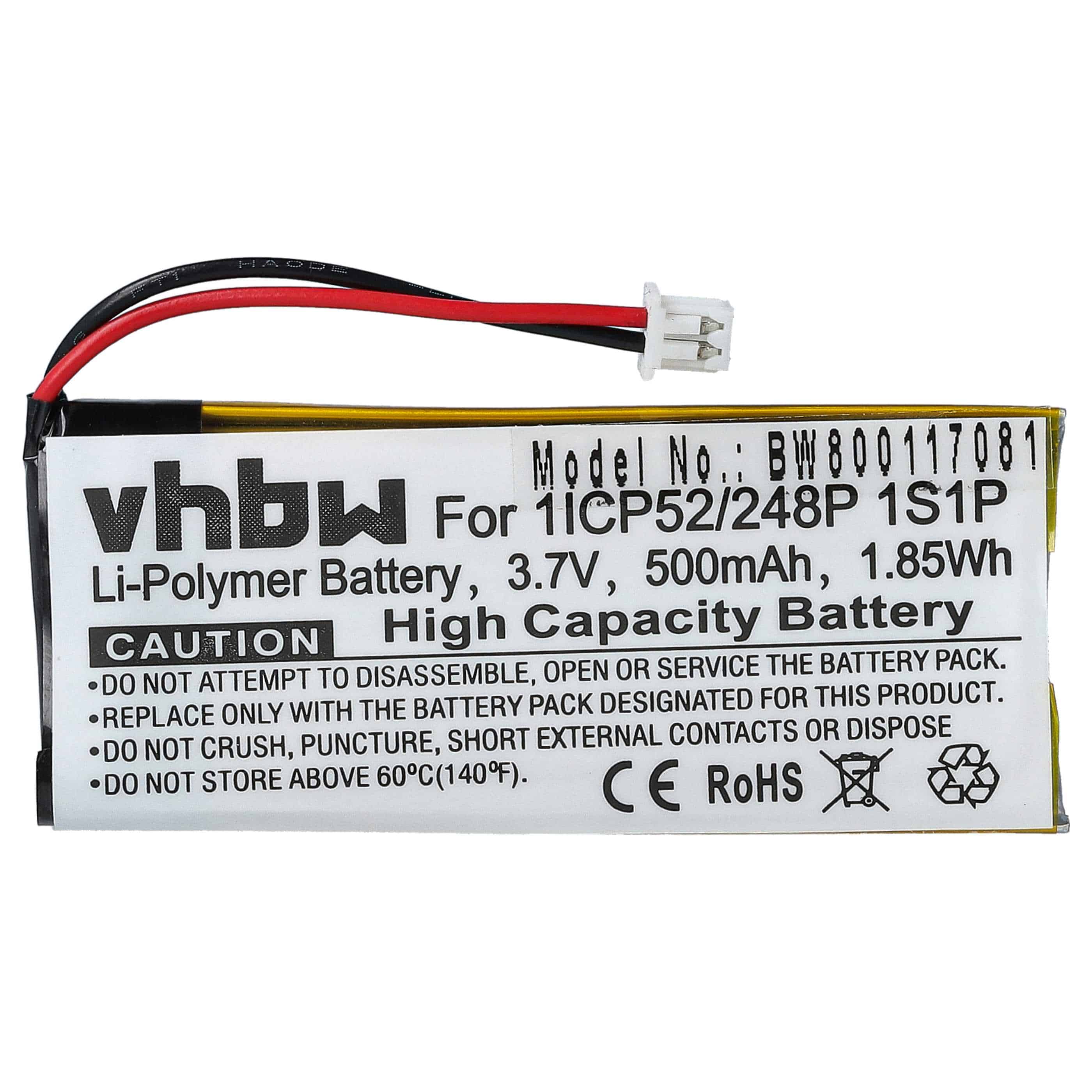 2x Akumulator do słuchawek bezprzewodowych zamiennik Sena 1ICP52/248P 1S1P - 500 mAh 3,7 V LiPo
