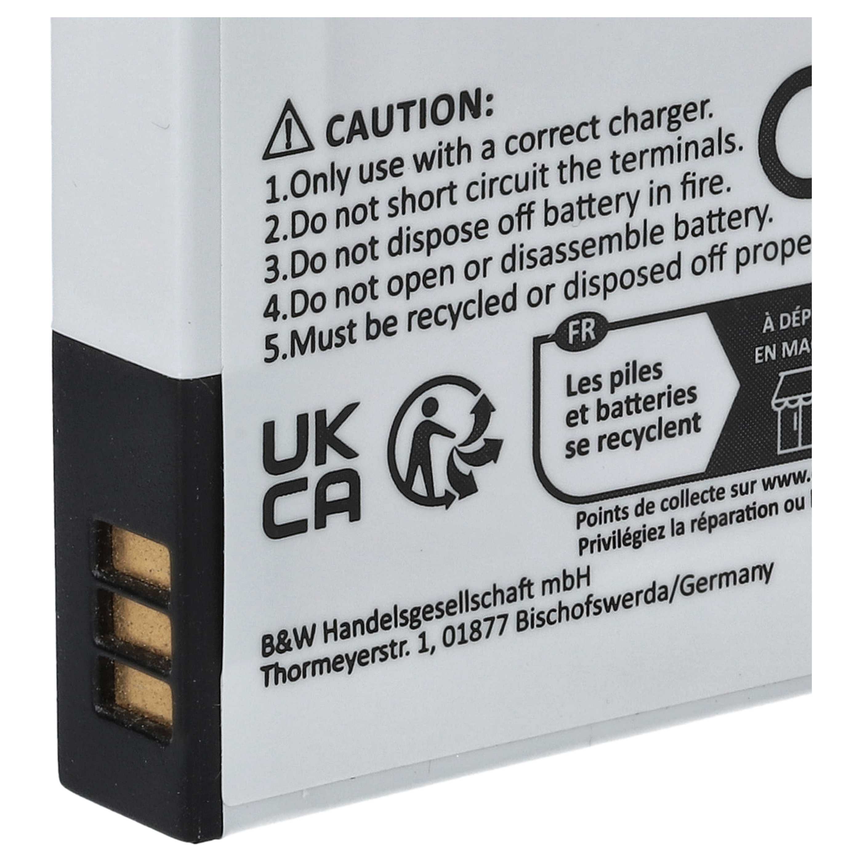 Battery replaces Rollei AC 410-420, RL410B - 1000mAh, 3.7V, Li-Ion