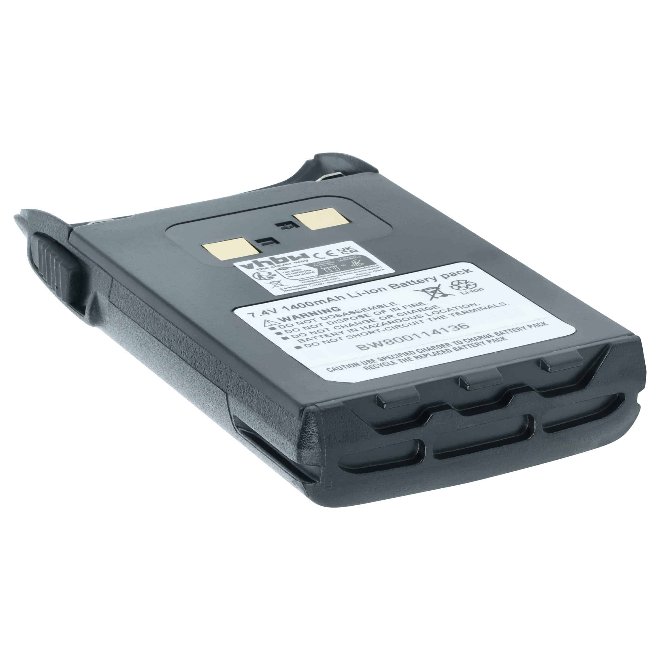 Radio 5x Battery replaces BLO-004, BLO-007, BLO-001 - 1400 mAh 7.4 V Li-Ion + Belt Clip