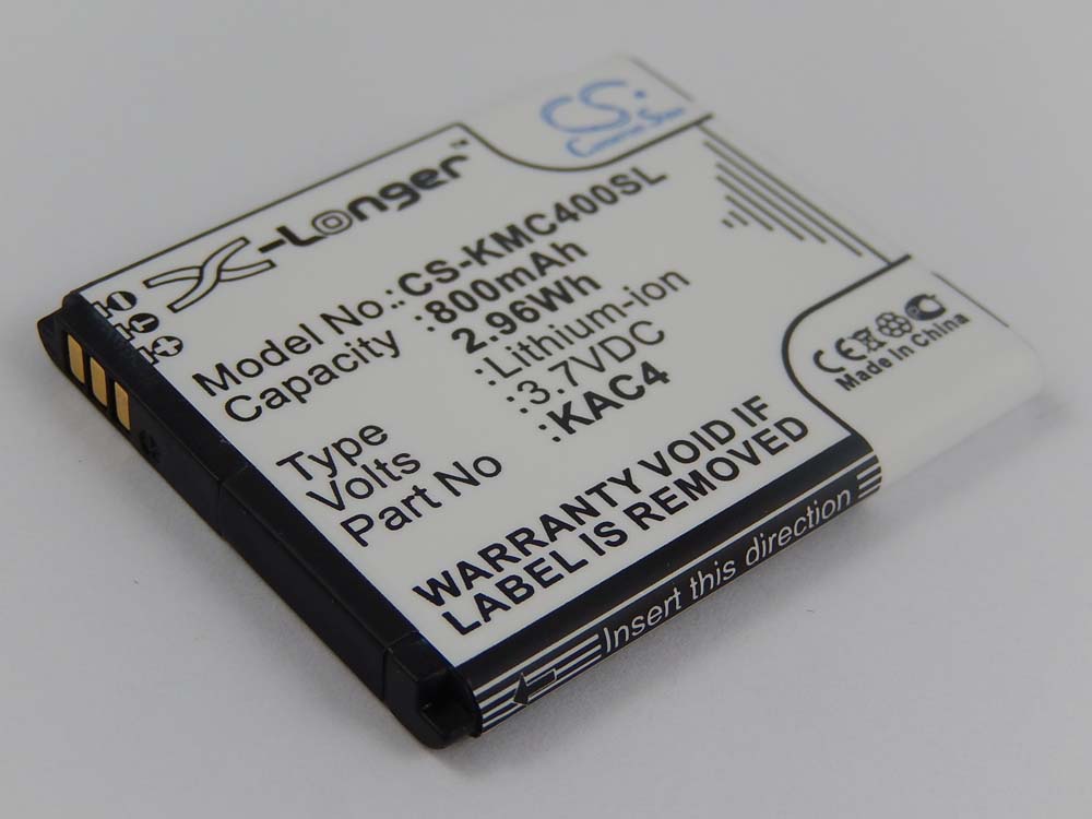 Batería reemplaza KAC4, KAC4-AAABD008954 para móvil, teléfono Kazam - 800 mAh 3,7 V Li-Ion