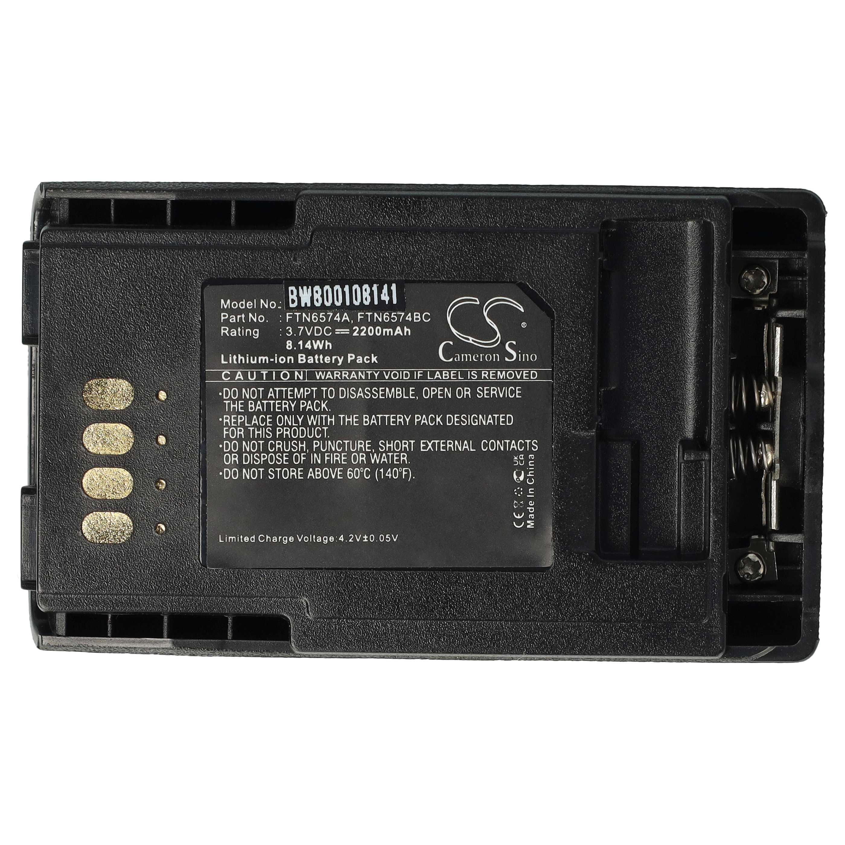 Radio 10x Battery replaces Motorola AP-6574, PMNN4351, FTN6574BC, FTN6574A, FTN6574 - 2200 mAh 3.7 V Li-Ion