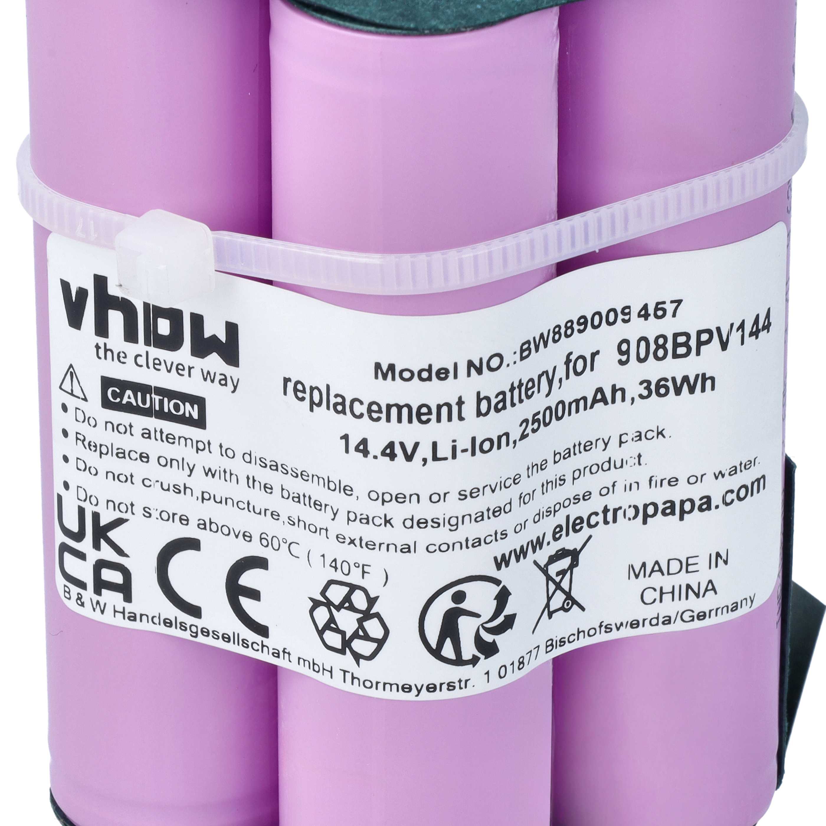 Akku als Ersatz für Bosch 908BPV144 für Bosch Staubsauger - 2500mAh 14,4V Li-Ion