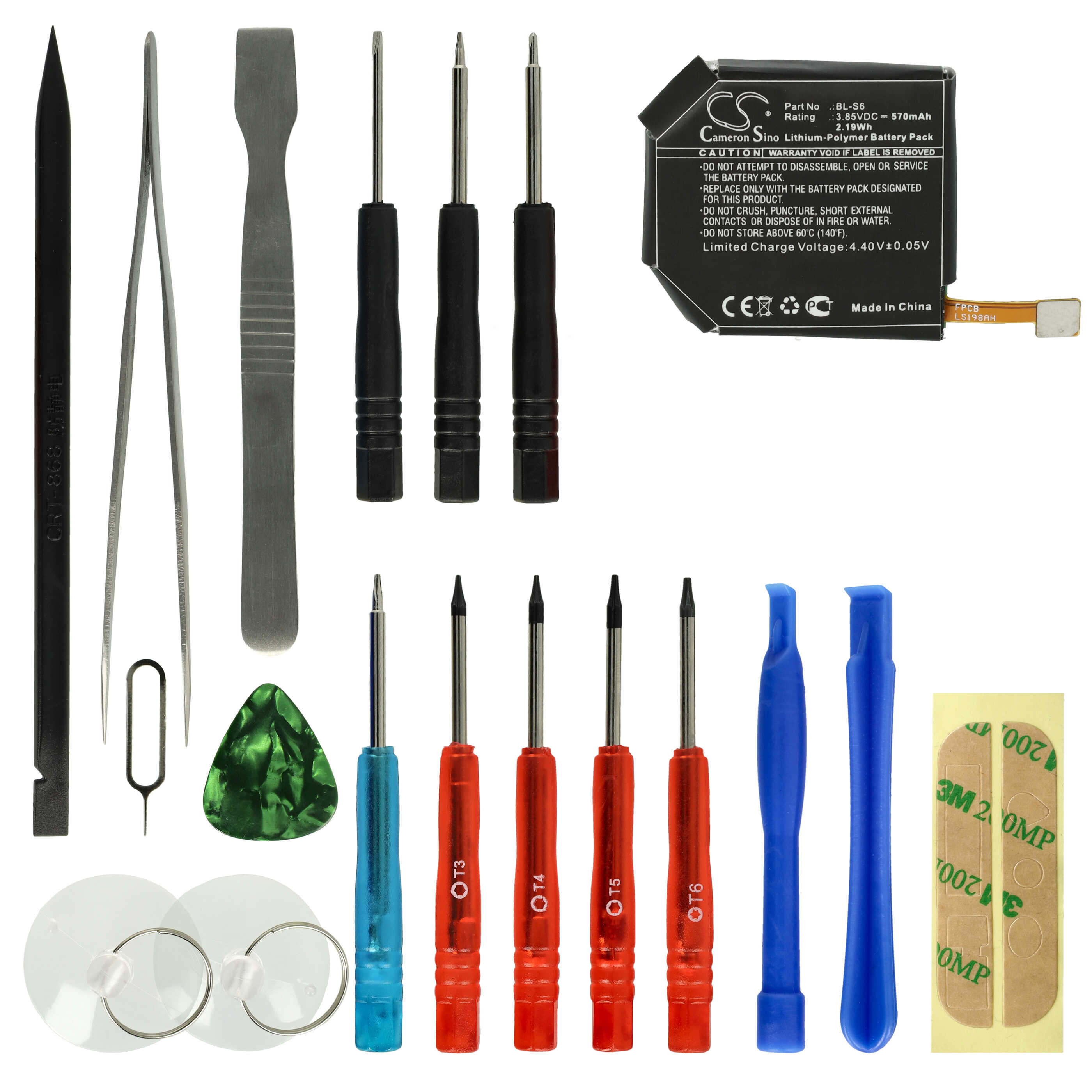 Smartwatch Battery replaces LG BL-S6 - 570 mAh 3.85 V Li-polymer + Tools