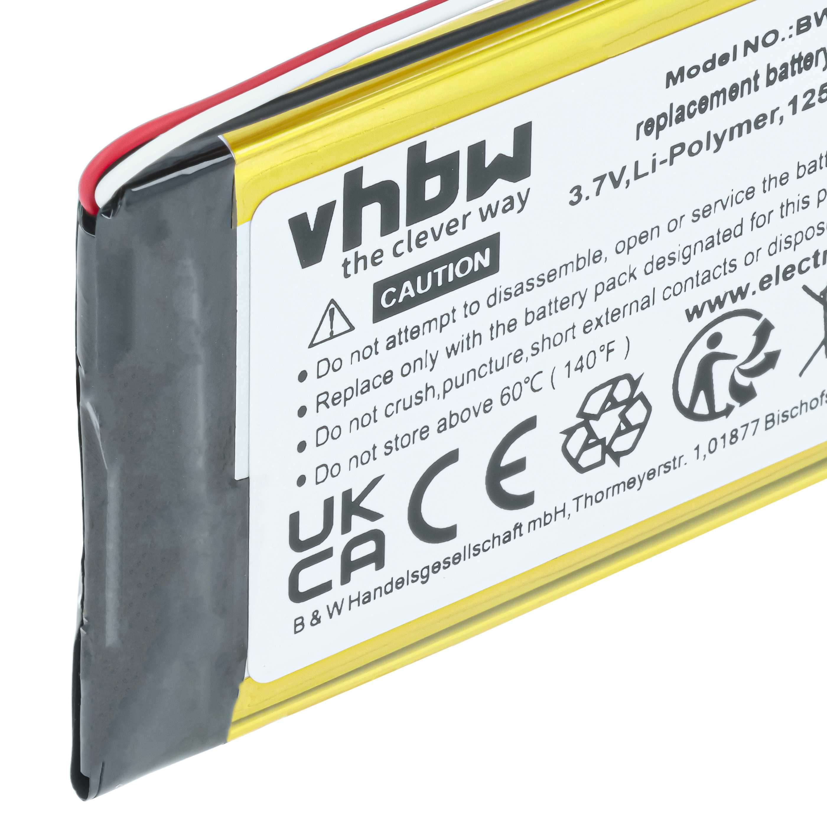Batteria sostituisce Garmin 361-00051-02, 361-00051-01, 361-00051-00 per navigatore - 1250mAh 3,7V Li-Poly