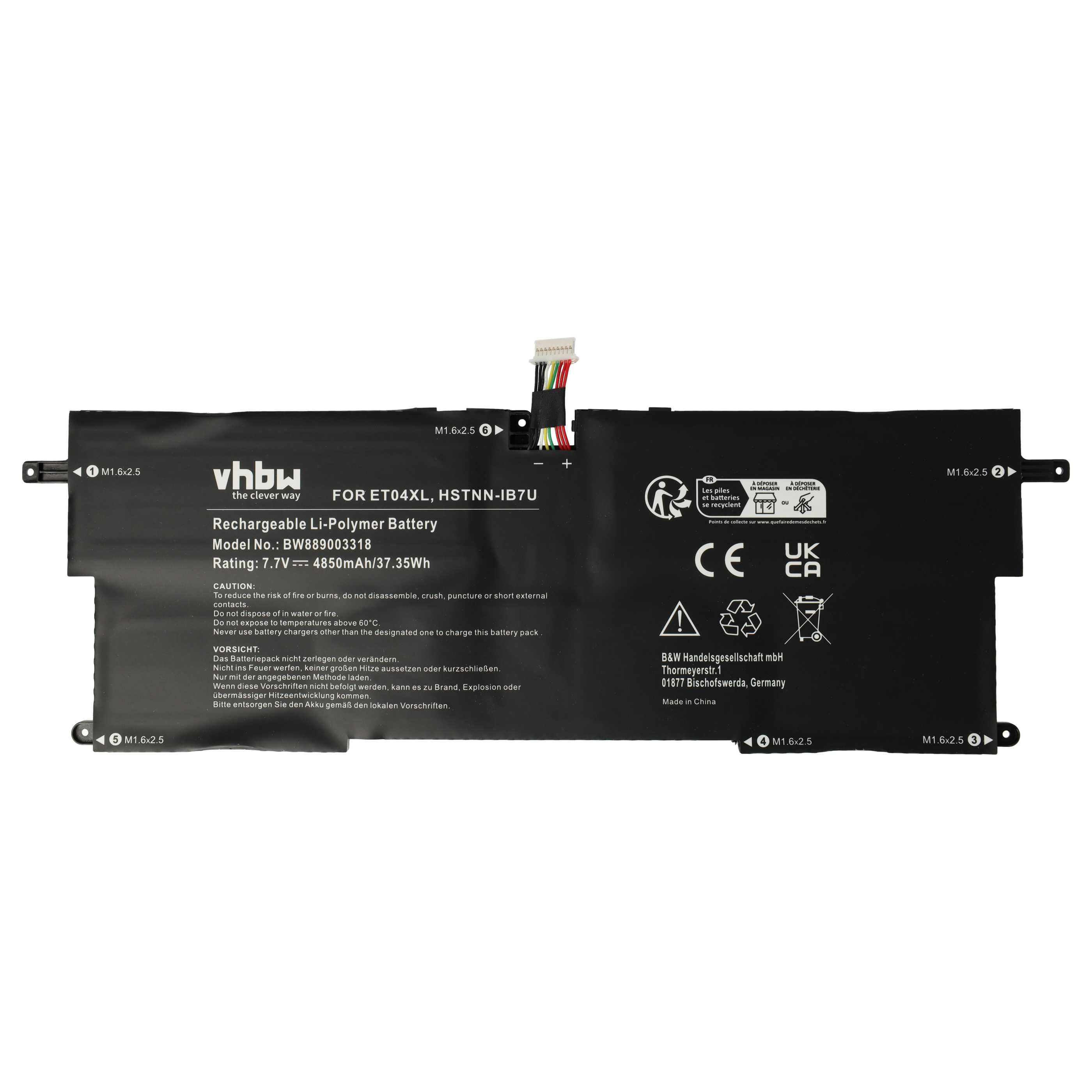 Batteria sostituisce HP ET04049XL, 915030-171, 915191-855, 915030-1C1 per notebook HP - 4850mAh 7,7V Li-Poly