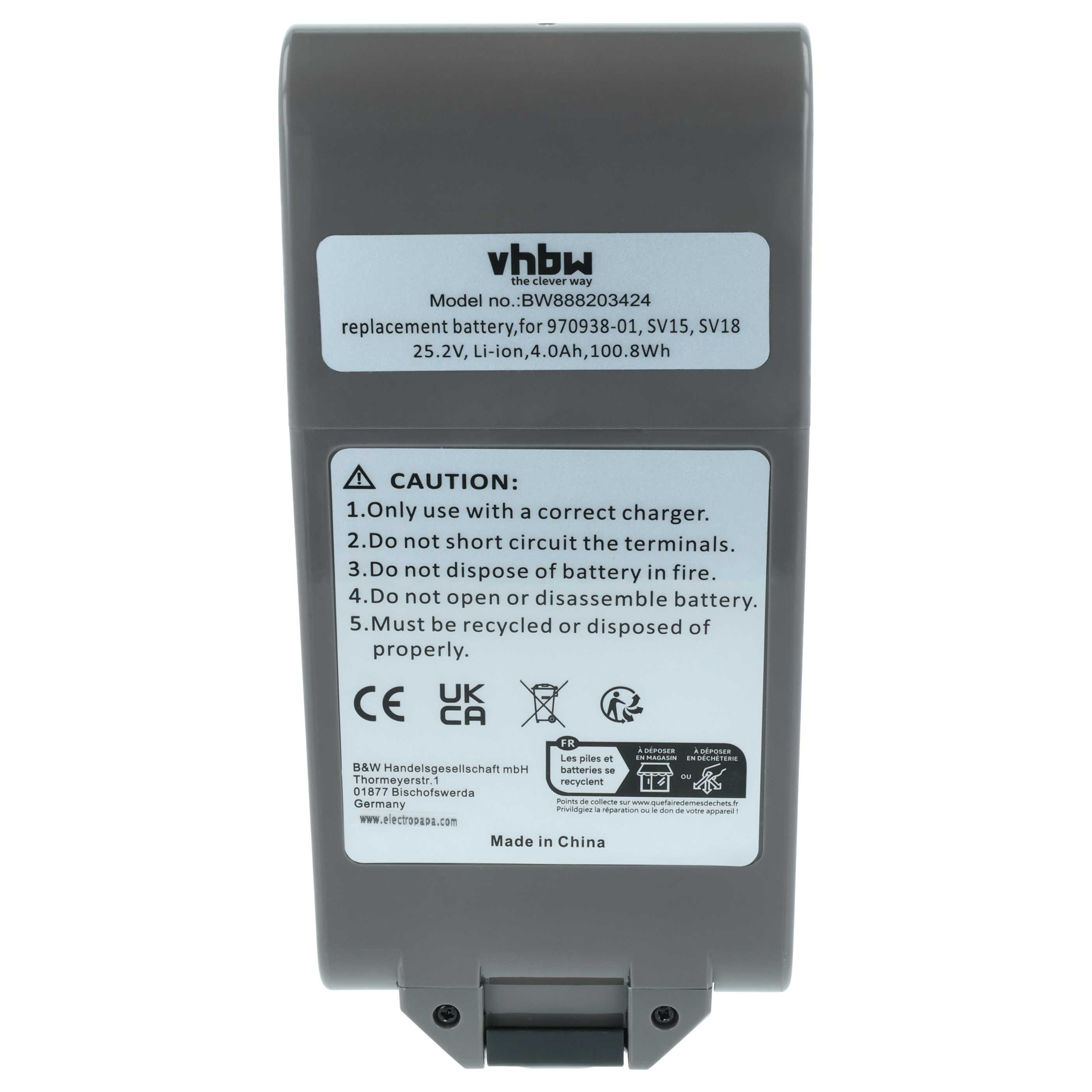 Batterie pour aspirateur Dyson SV15, SV17, SV18 - 4000mAh