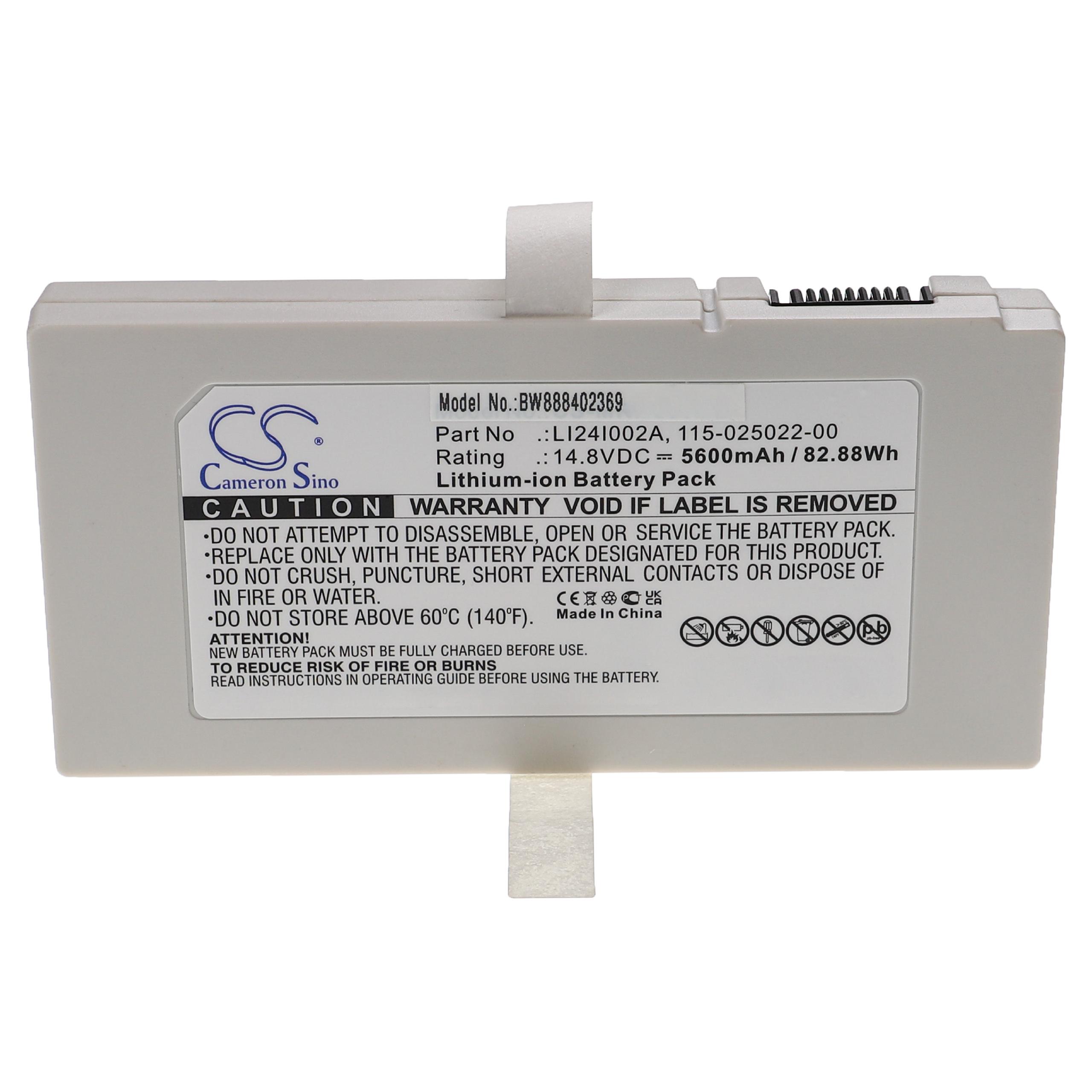 Batterie remplace Mindray LI24I002A, 115-025022-00 pour appareil médical - 5600mAh 14,8V Li-ion