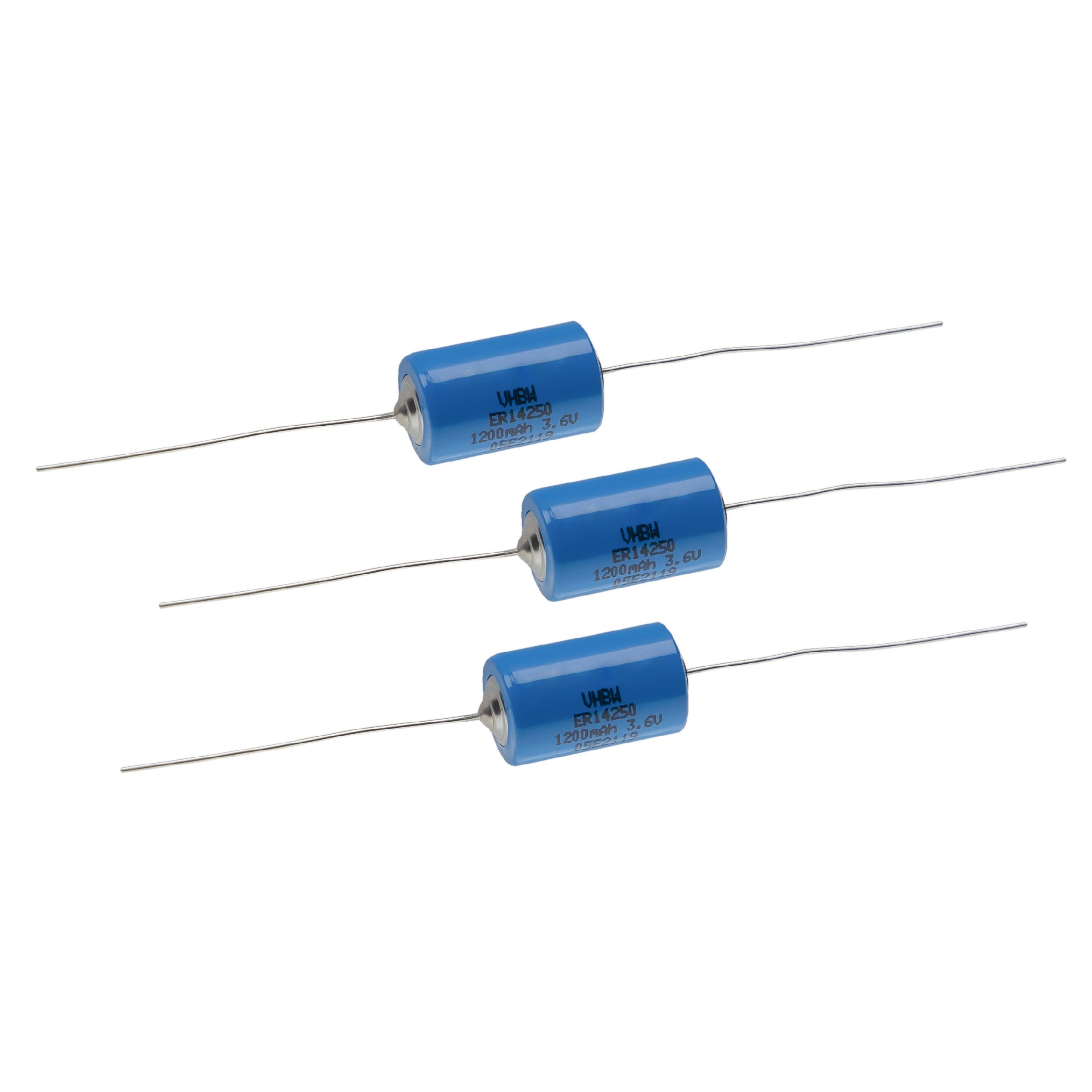 3x Bateria ER14250 + druty osiowe - 1200 mAh 3,6 V Li-SOCl2