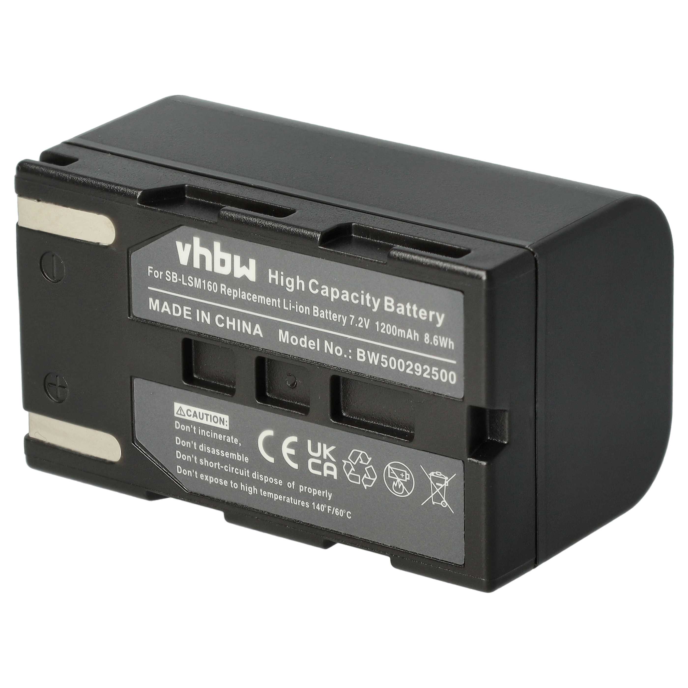 Videocamera Battery Replacement for Samsung SB-LSM80, SB-LSM320, SB-LSM160 - 1200mAh 7.2V Li-Ion