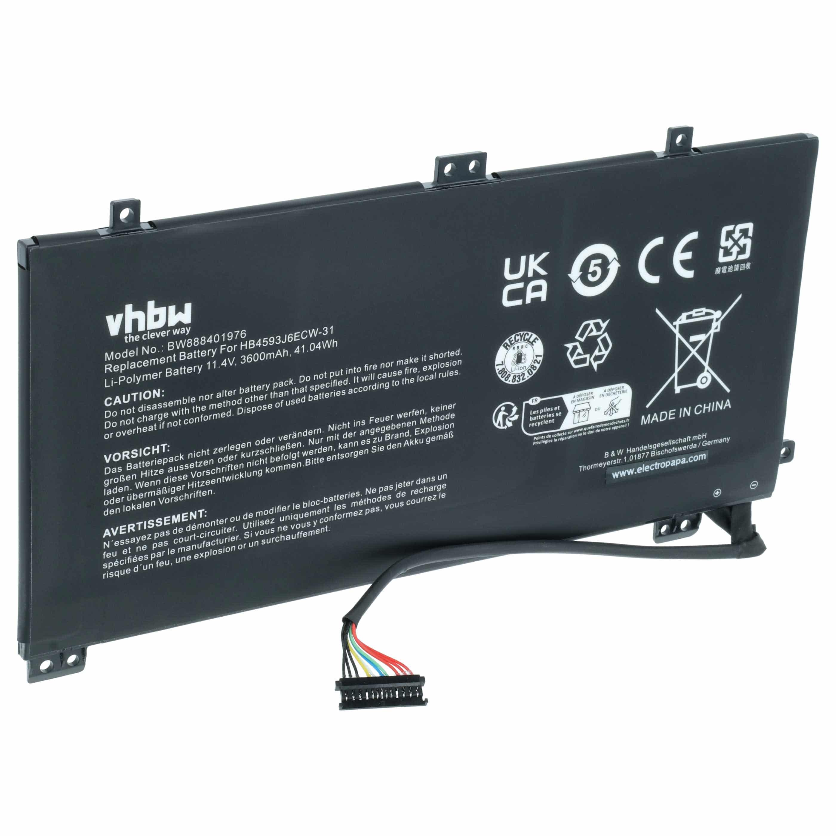 Akumulator do laptopa zamiennik Huawei HB4593J6ECW-31, HB4593J6ECW - 3600 mAh 11,4 V LiPo