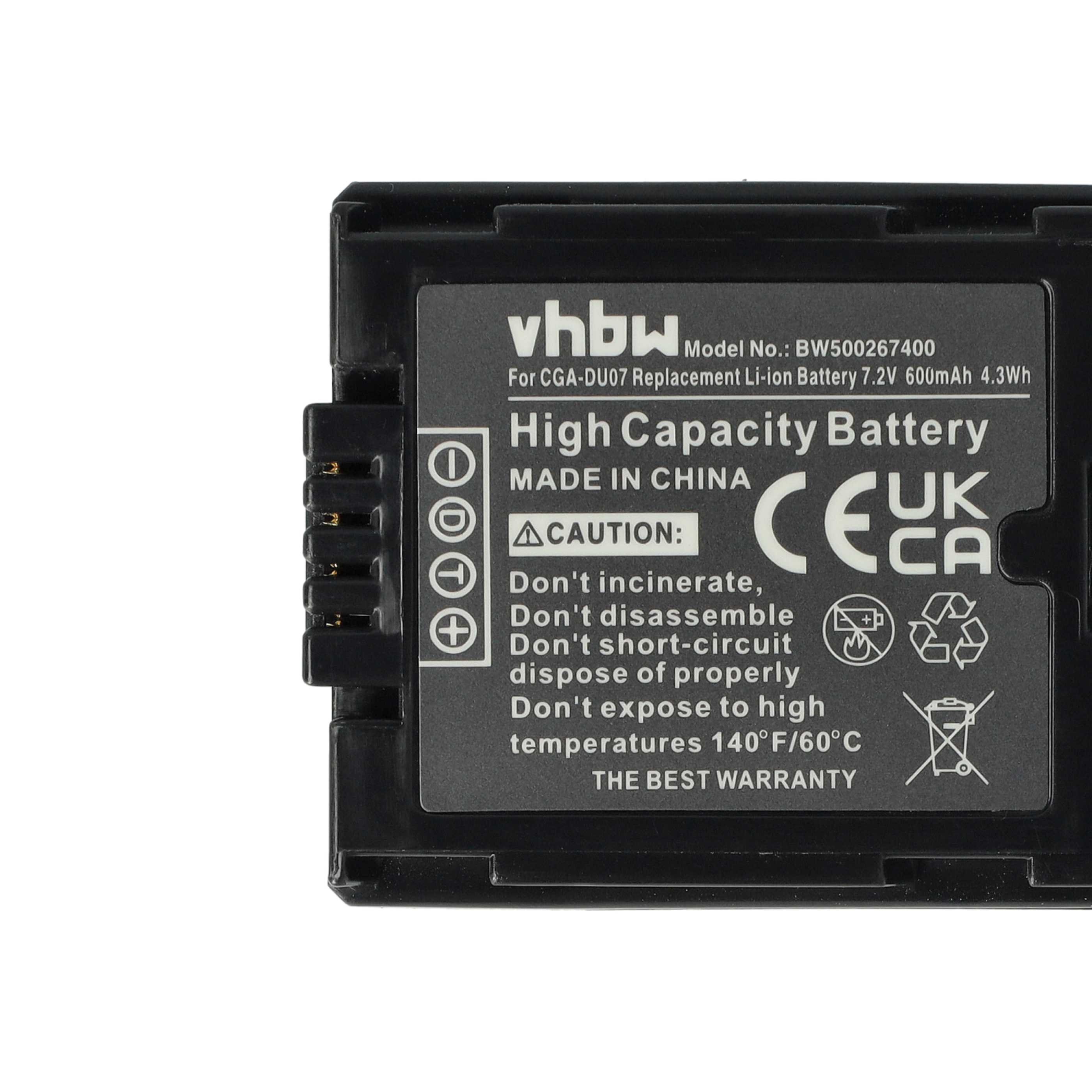 Videocamera Battery (2 Units) Replacement for Hitachi DZ-BP07s, DZ-BP14s, DZ-BP21s - 600 mAh 7.2 V Li-Ion