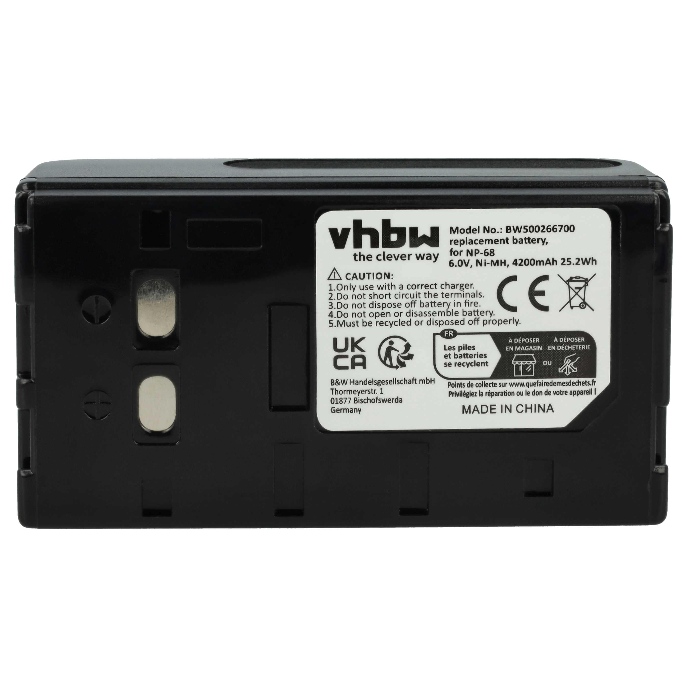 2x Battery replaces JVC BN-V65U, BN-V22U, BN-V25U, BN-V50U - 4200mAh, 6V, NiMH
