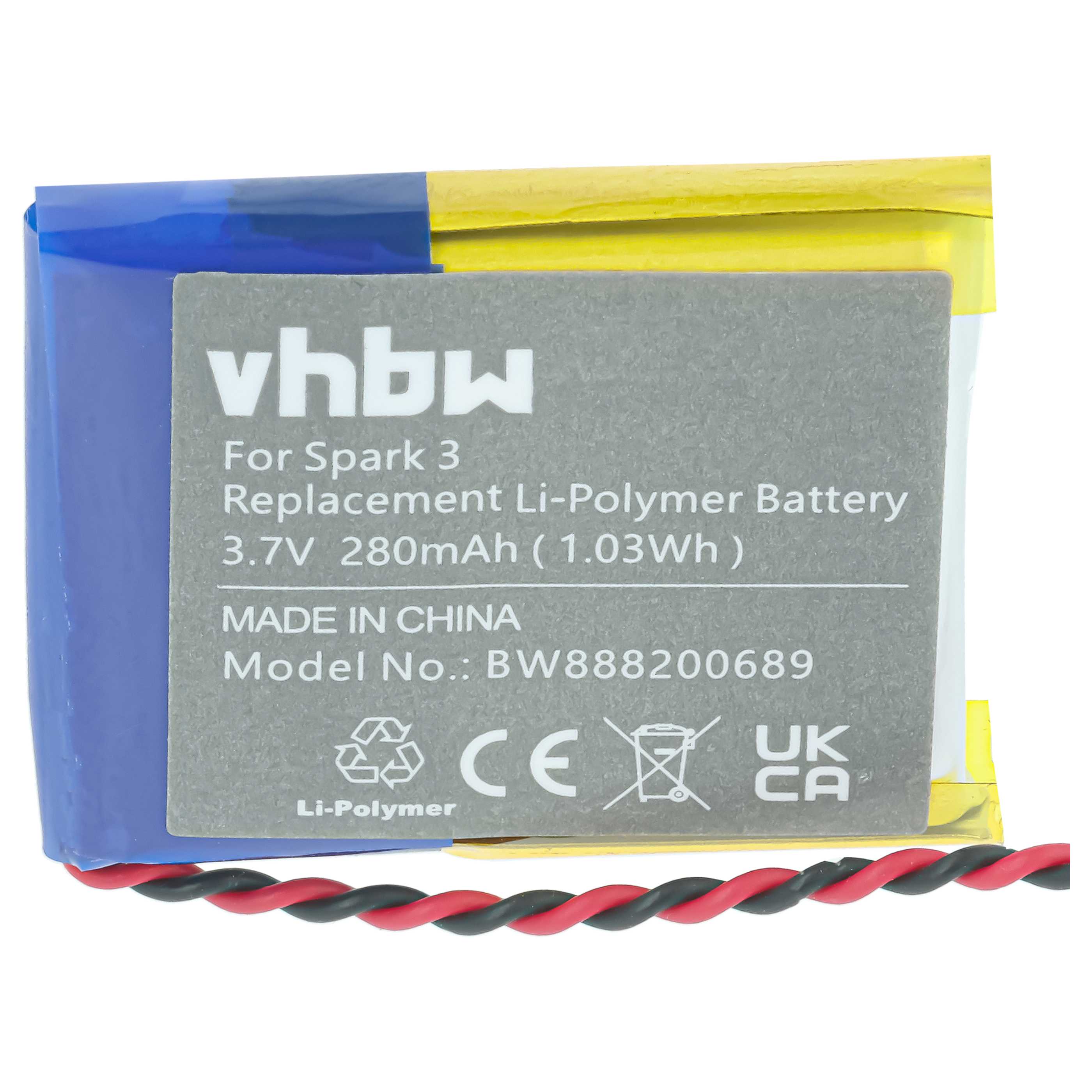Smartwatch Battery replaces TomTom AHB332824HPS - 280 mAh 3.7 V Li-polymer