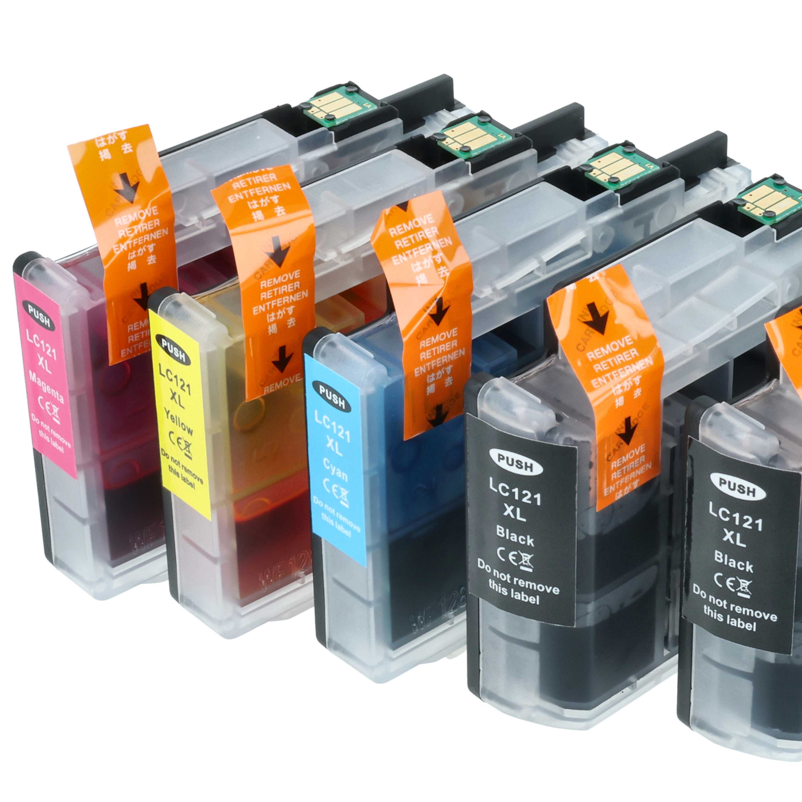 5x Set cartucce di inchiostro sostituisce Brother LC121BK, LC121C, LC121 per stampante - B/C/M/Y 62 ml + chip
