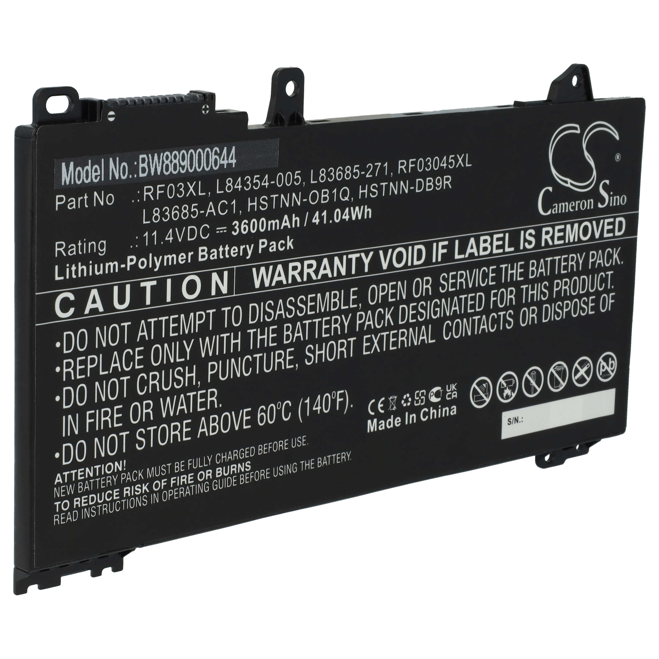 Notebook Battery Replacement for HP HSTNN-DB9R, HSTNN-OB1Q, L83685-271, L83685-AC1 - 3600mAh 11.4V Li-polymer