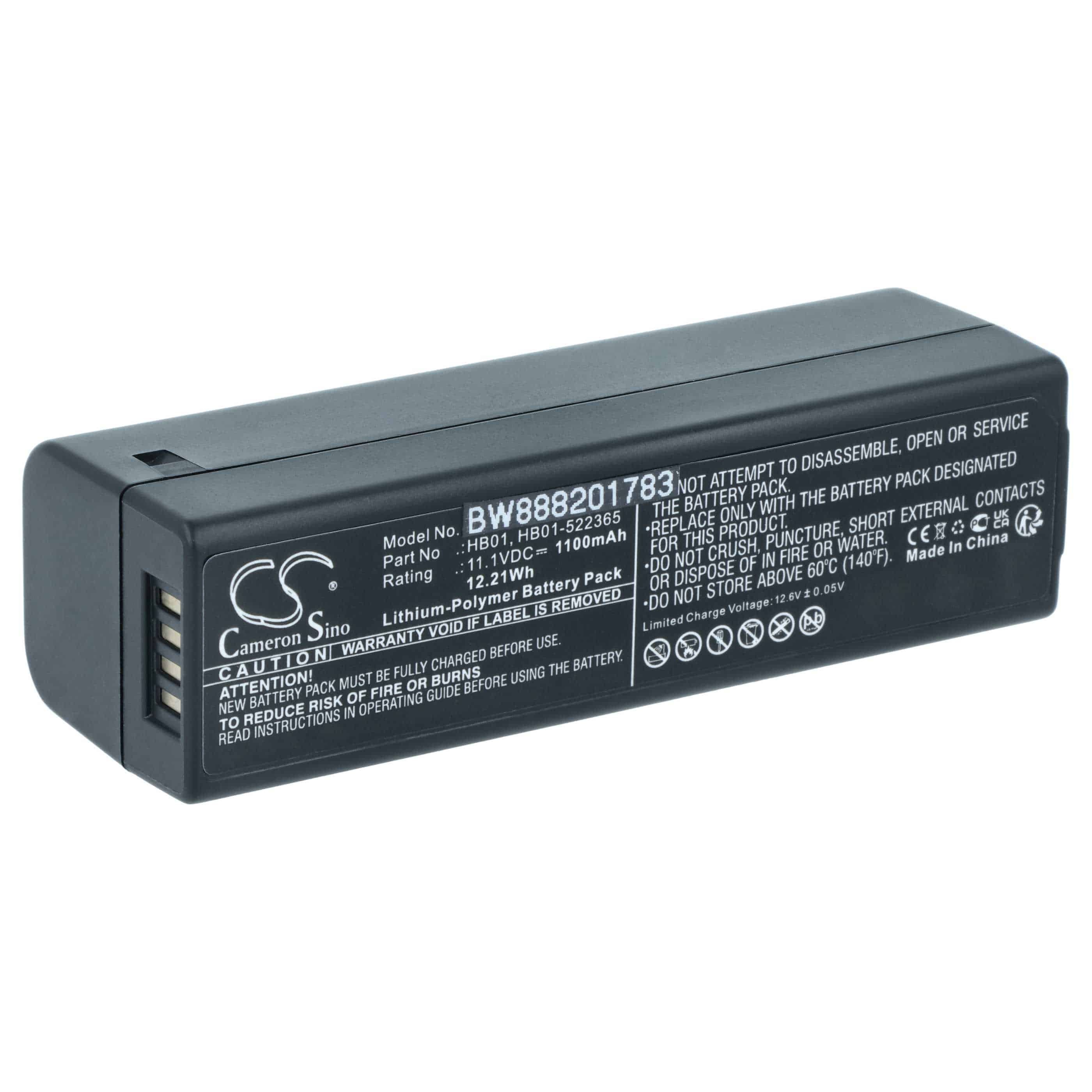Battery replaces DJI HB01, HB01-522365 - 1100mAh, 11.1V, Li-polymer
