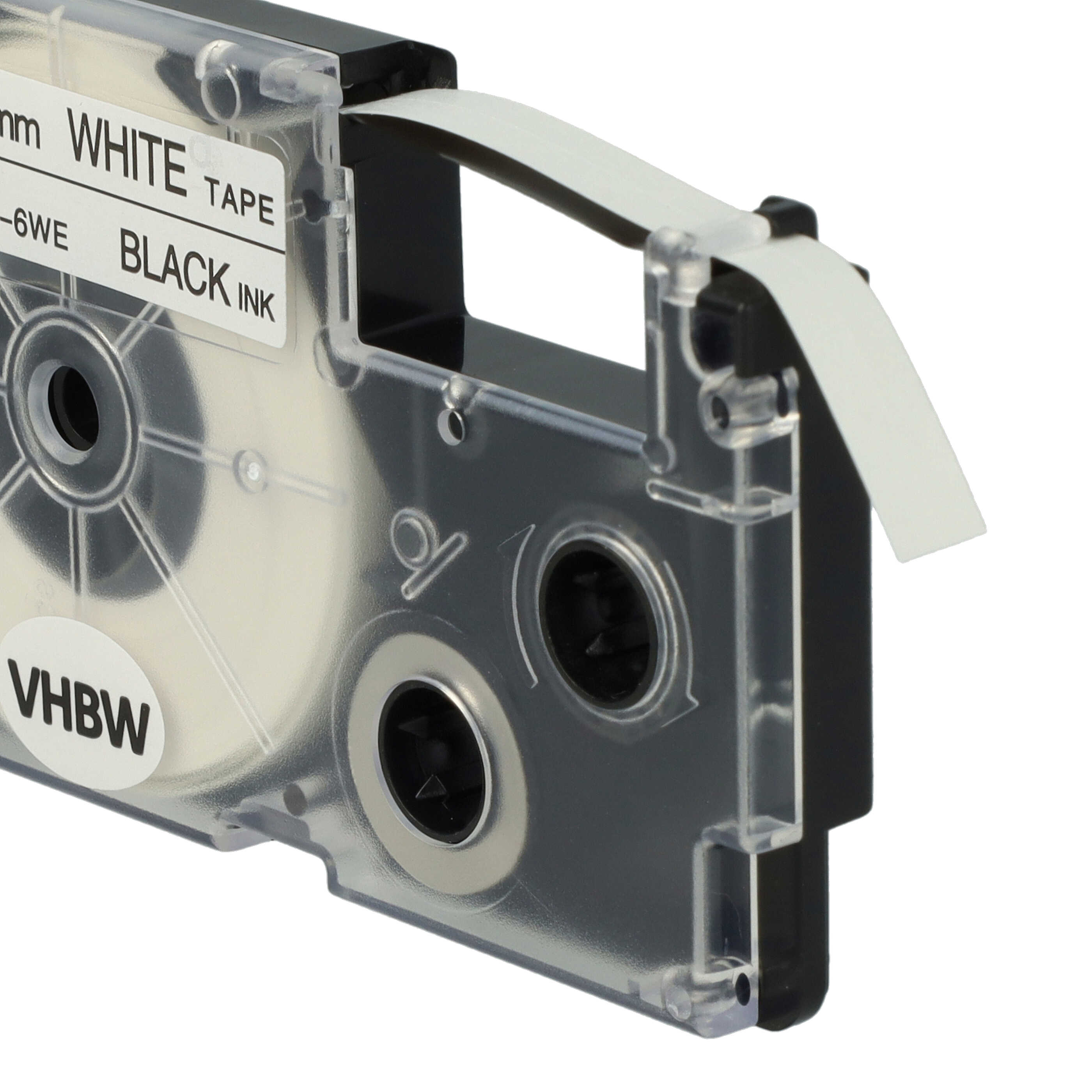 2x Label Tape replaces Casio XR-6WE, XR-6WE1 - 6 mm Black to White