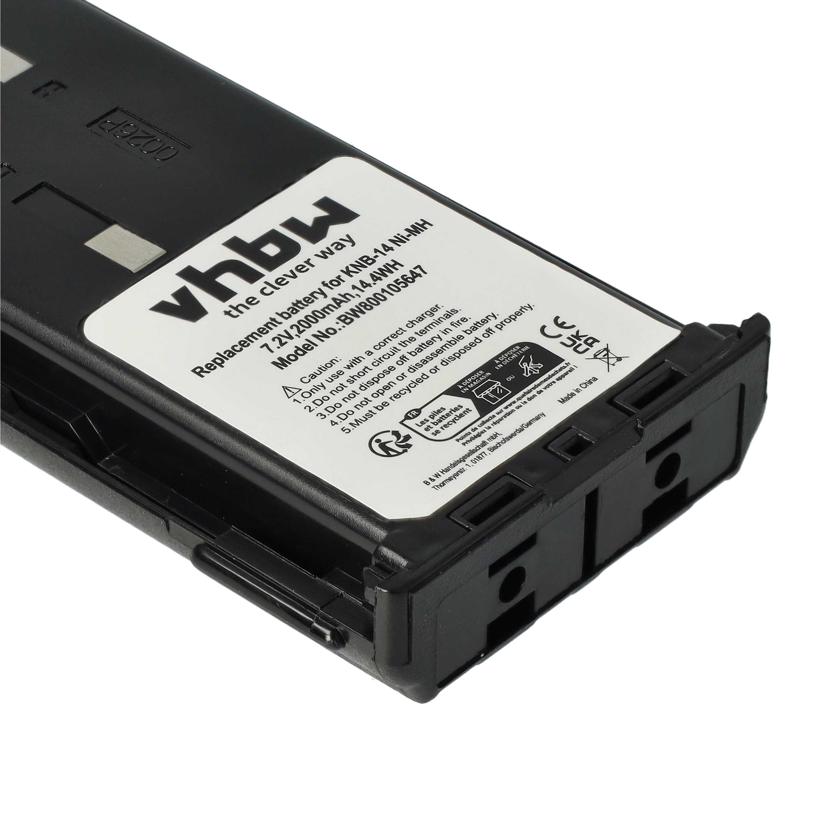 5x Batteria sostituisce Bidatong BD-15-L per dispositivo radio - 2000mAh 7,2V NiMH