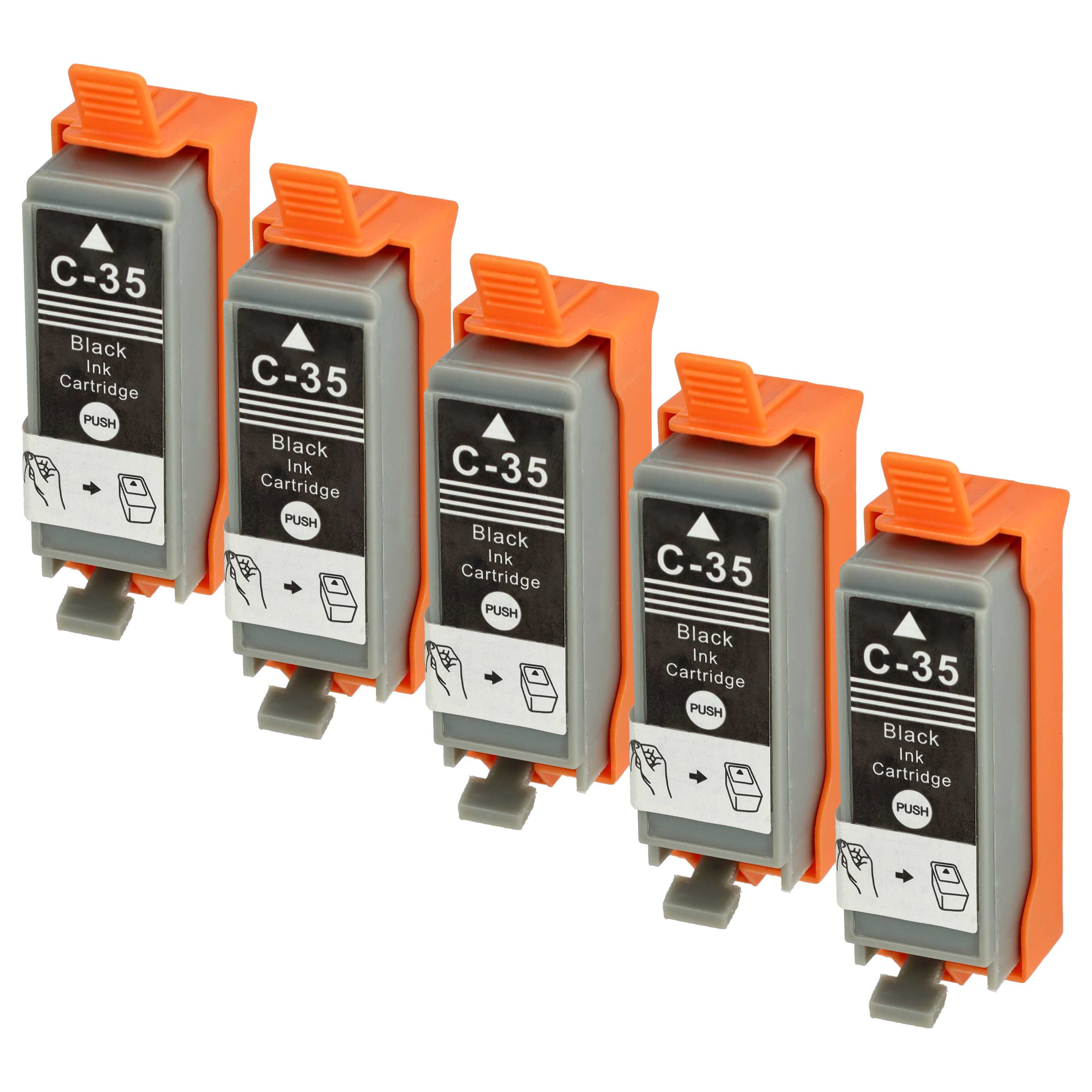 5x Ink Cartridge as Exchange for Canon PGI-35BK for Canon Printer - Black 10 ml