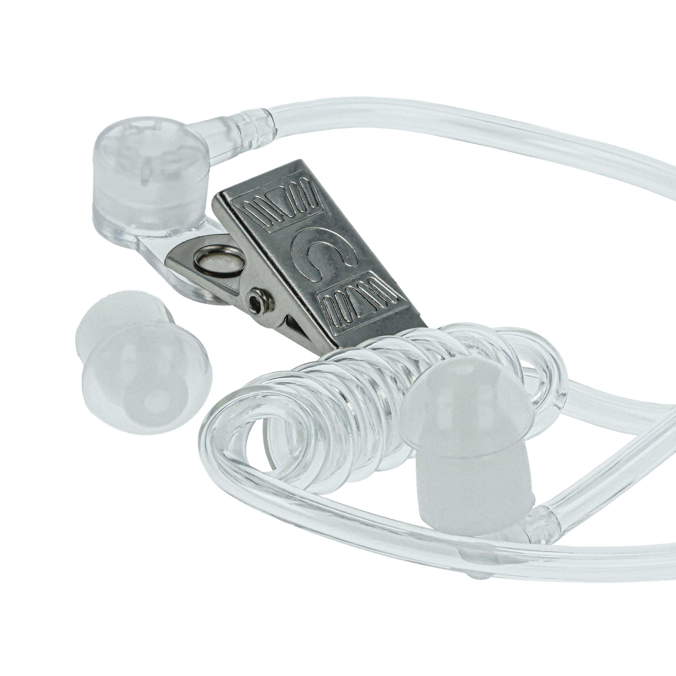 Schallschlauch passend für Motorola FTN6707 Headset - Mit Ohrolive, Adapter + Clip, transparent, weiß