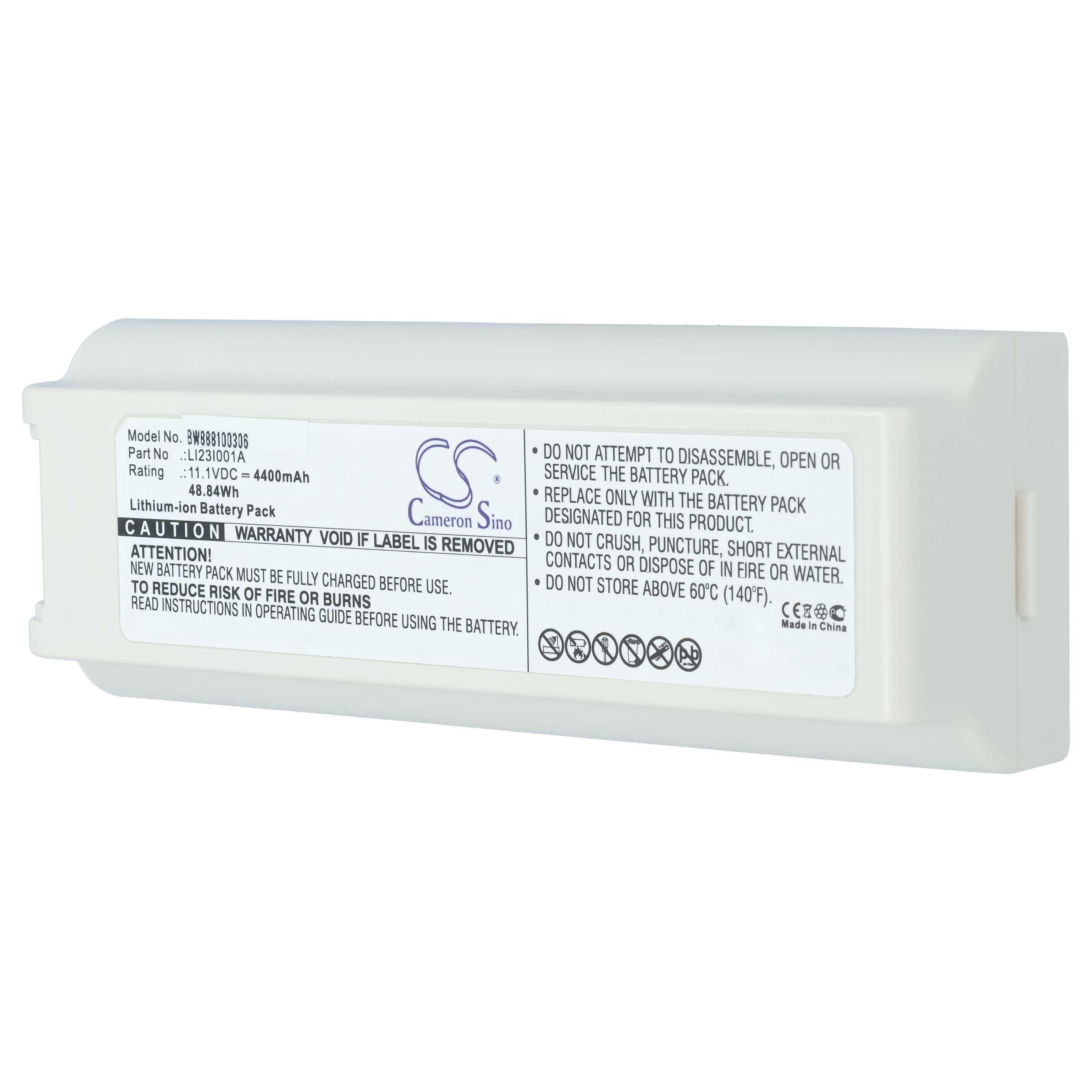 Batería reemplaza Mindray LI23I001A, 2108-30-66176 para tecnología médica (4400 mAh, 11,1 V, Li-Ion)