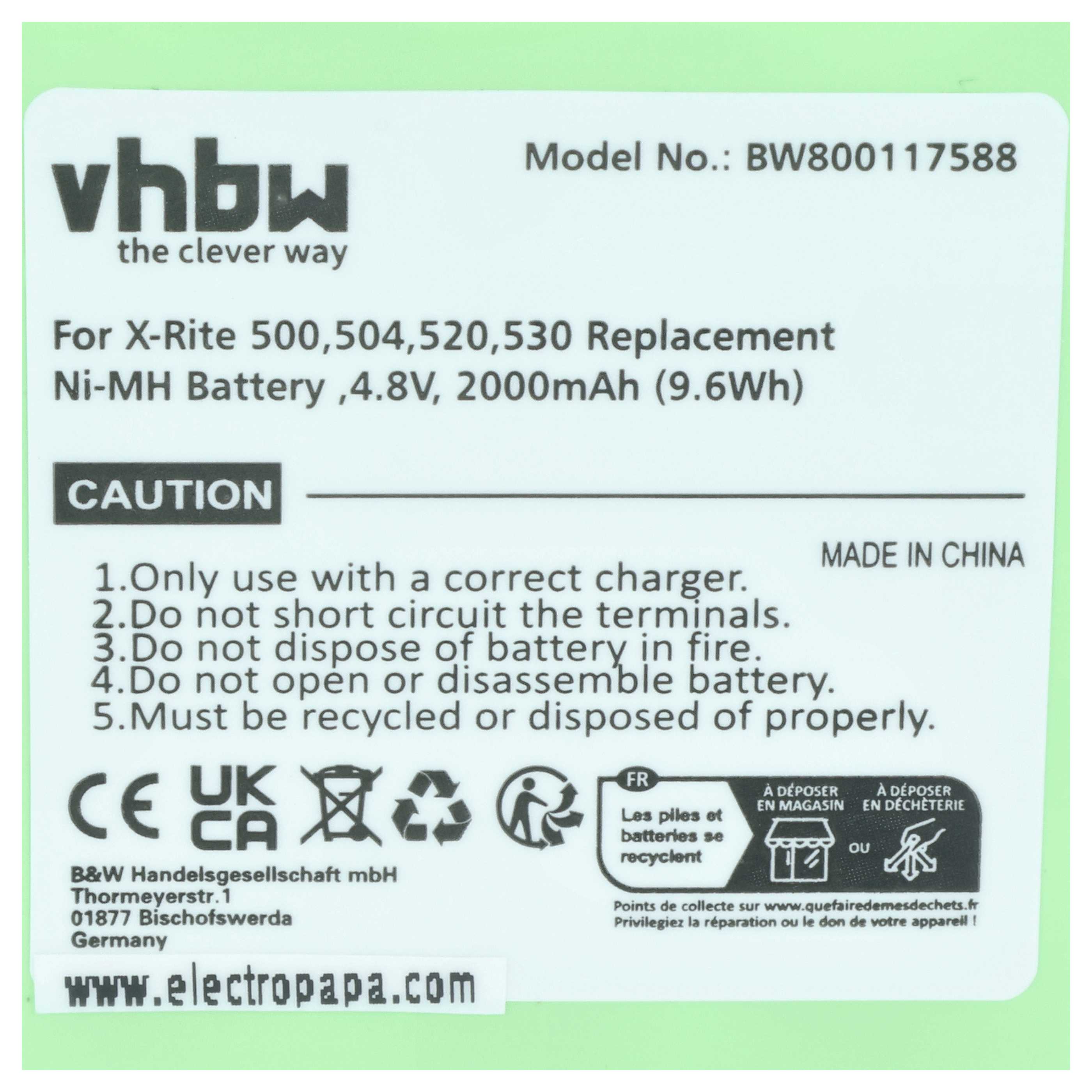 Akumulator do przyrządu pomiarowego zamiennik X-Rite SE15-26 - 2000 mAh 4,8 V NiMH